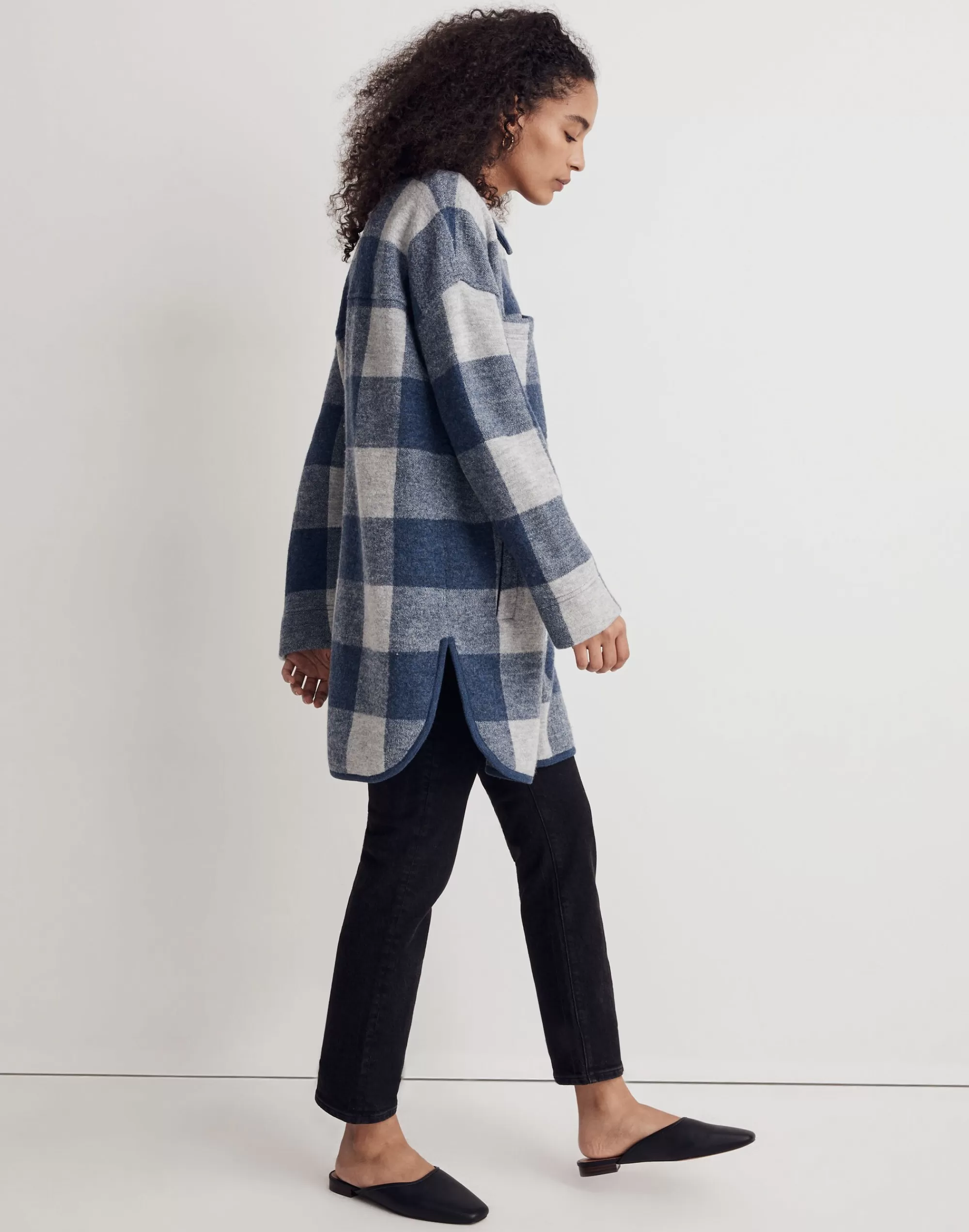 Madewell Sweaters>(Re)Sponsible Boiled Wool Sweater Jacket In Buffalo Check Heather Cove