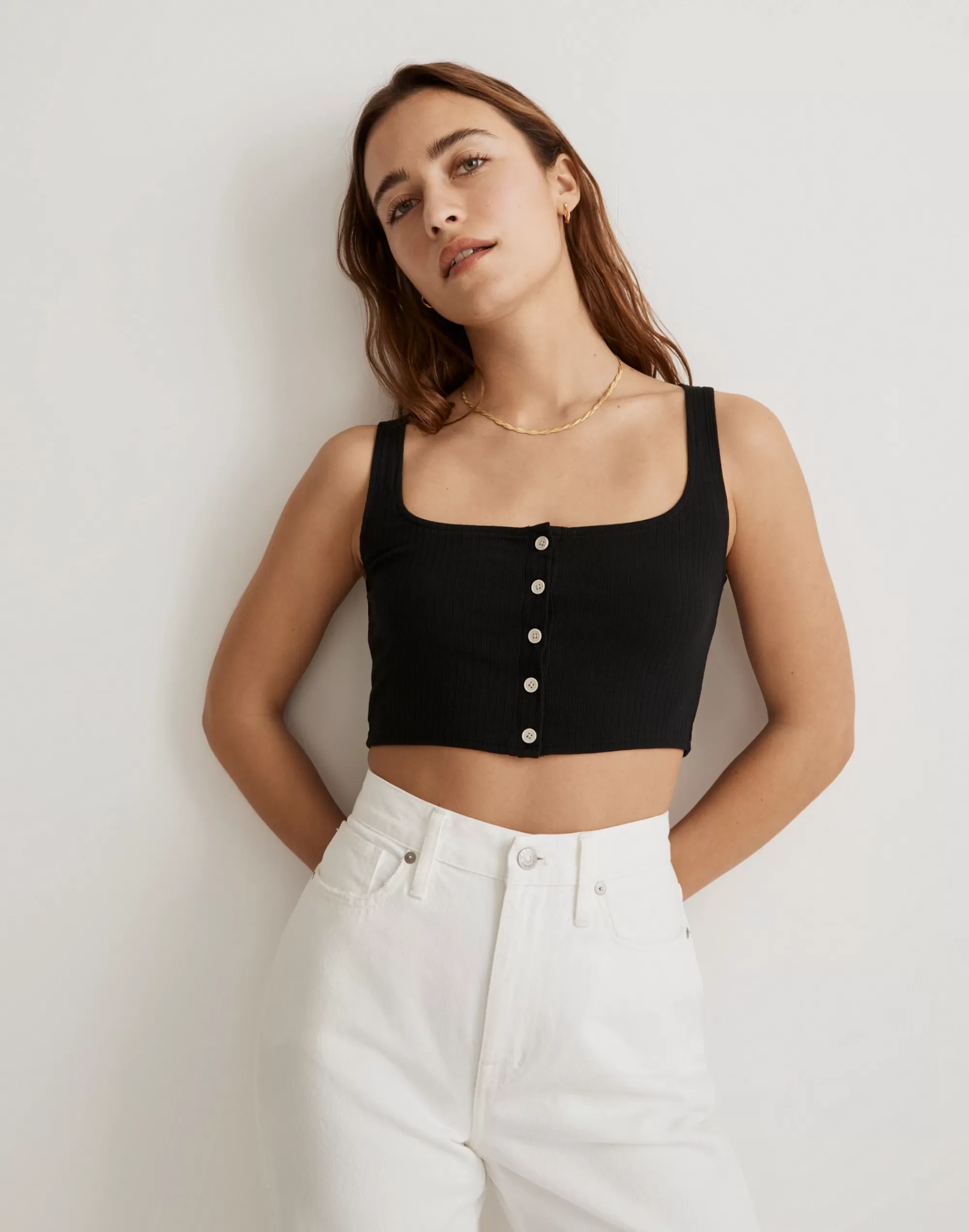 Madewell Tees>Ribbed Bralette Tank Top True Black