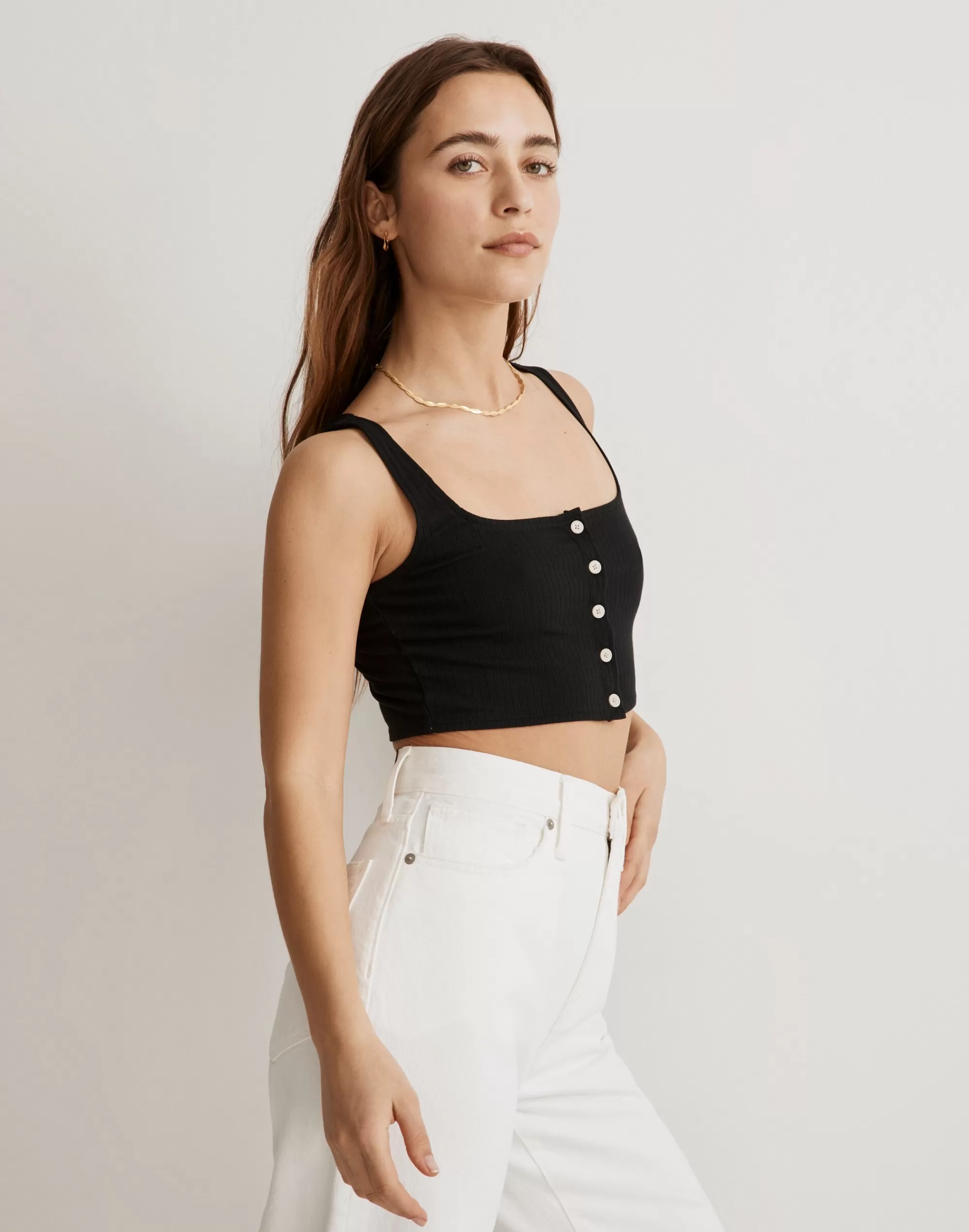 Madewell Tees>Ribbed Bralette Tank Top True Black