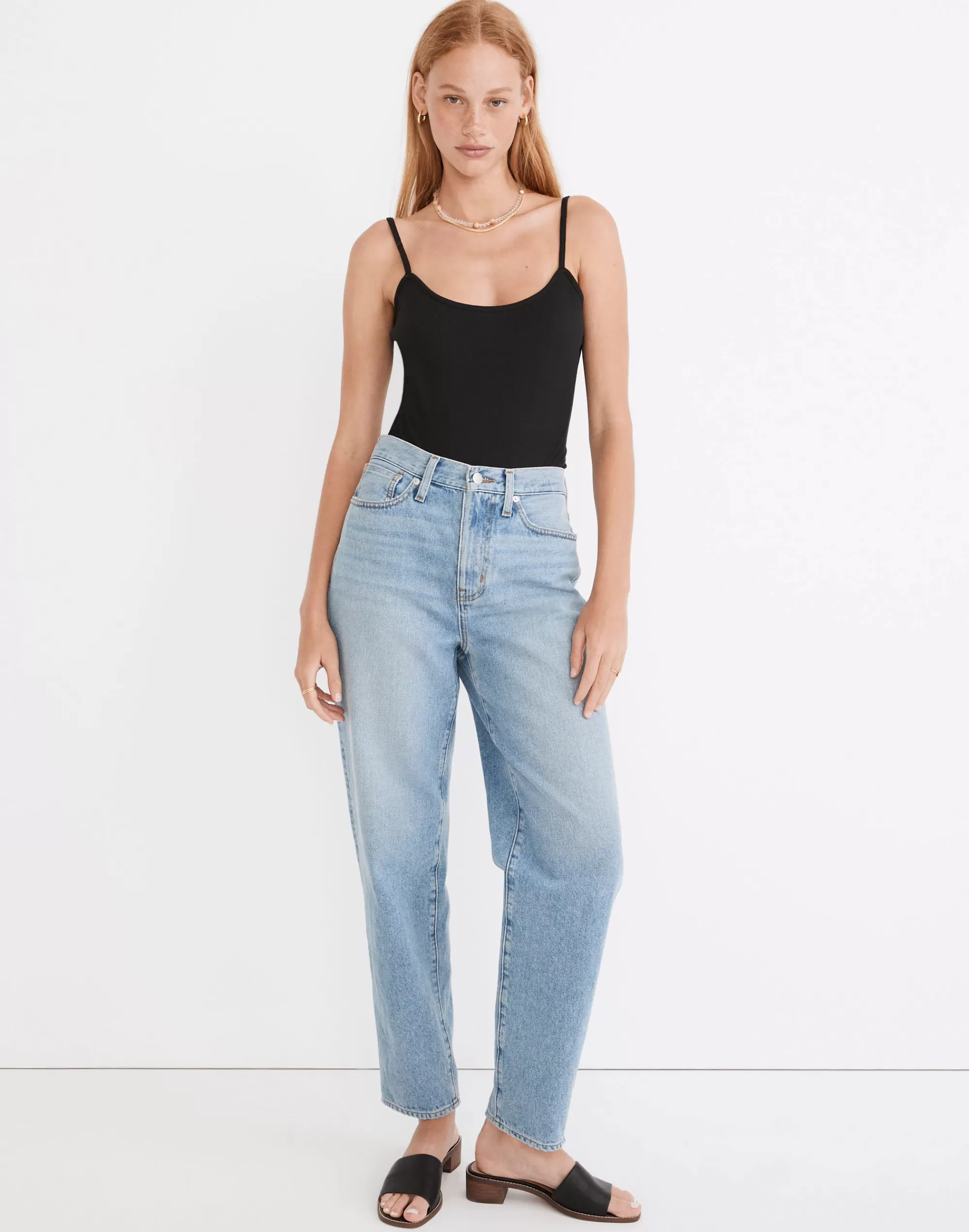 Madewell Tees>Ribbed Cami Thong Bodysuit True Black