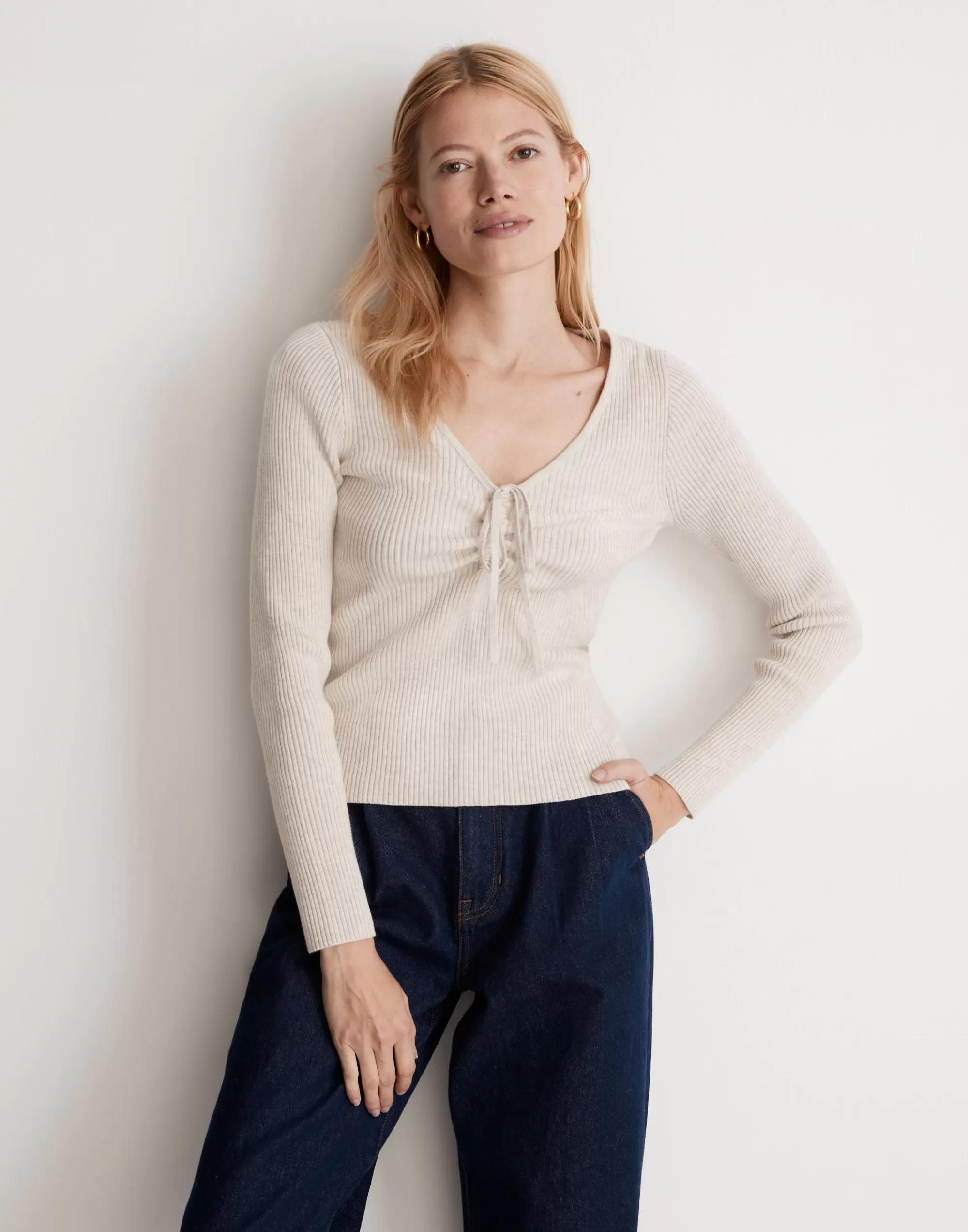 Madewell Sweaters>Riverbend Cinched Pullover Sweater Hthr Stone