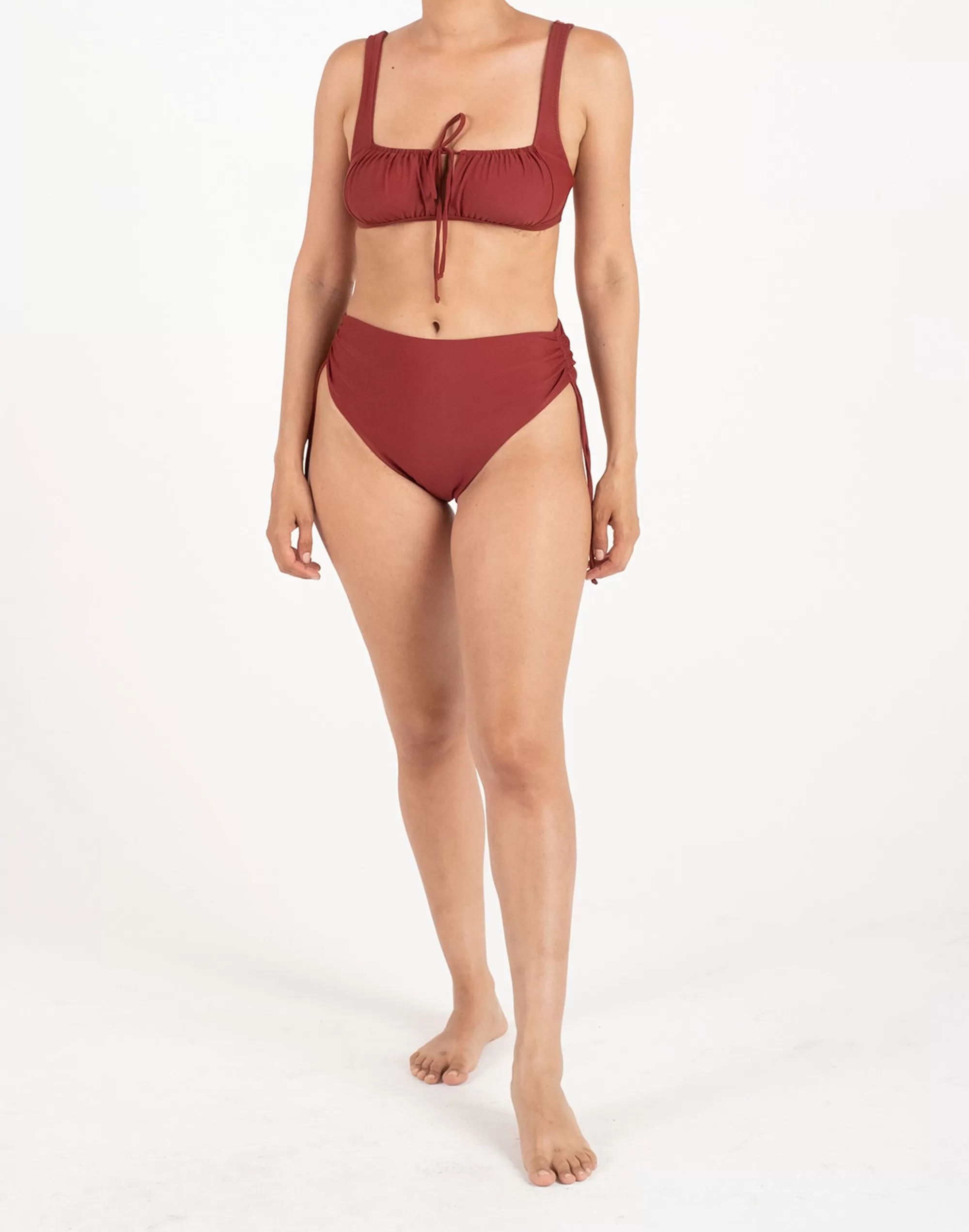 Madewell Swim>Rouched Bottom Dark Red