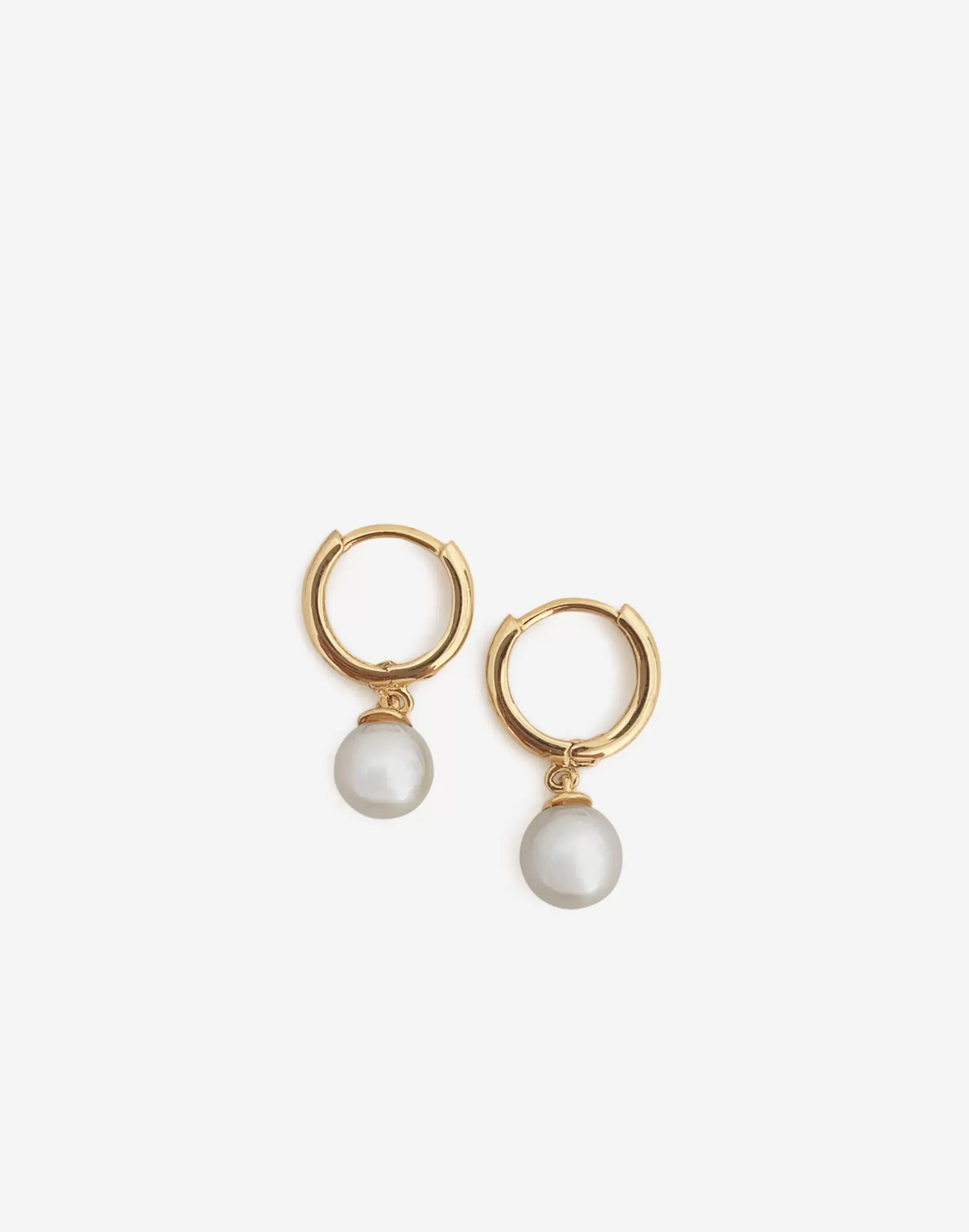 Madewell Earrings>Round Pearl Huggies Gold