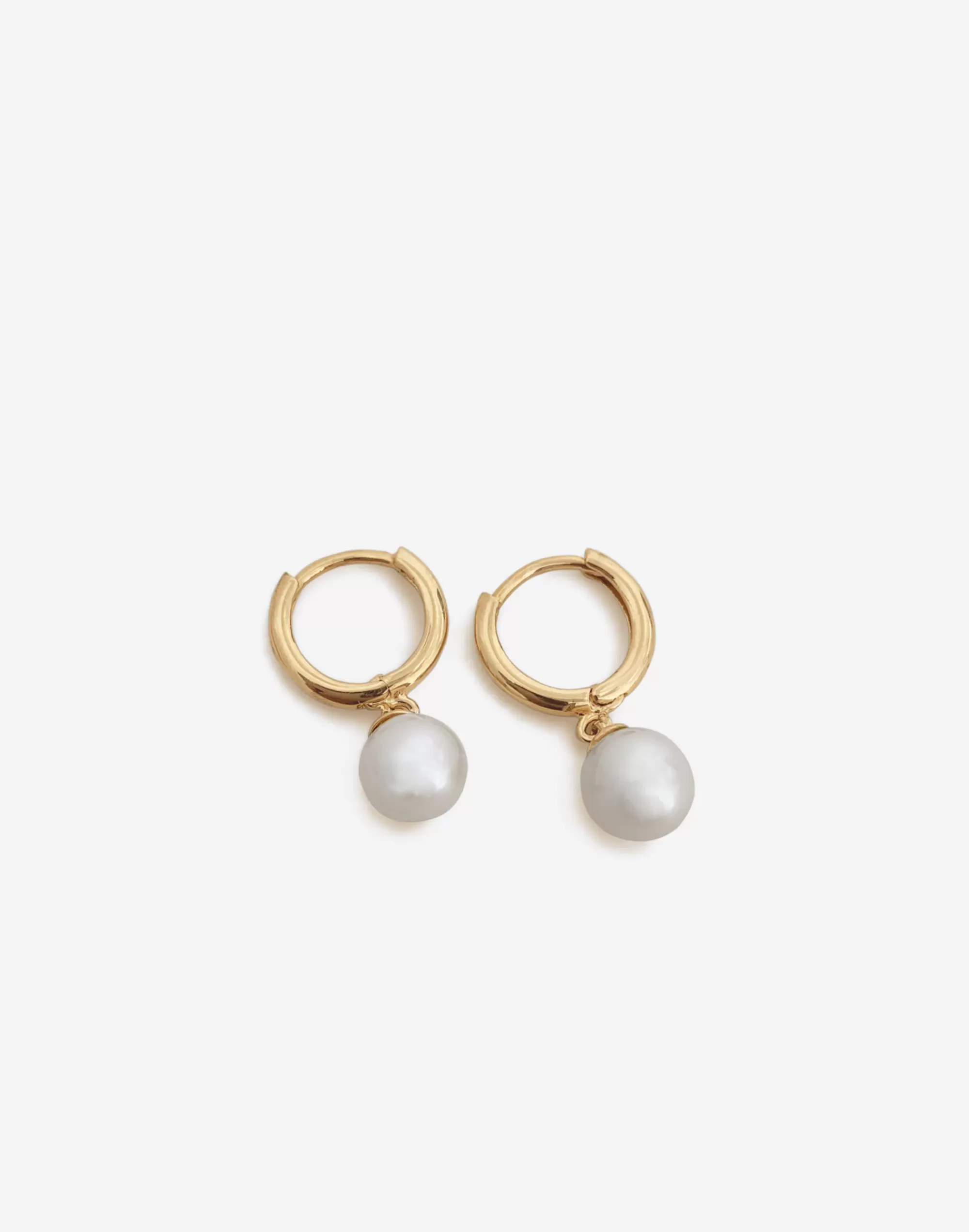 Madewell Earrings>Round Pearl Huggies Gold