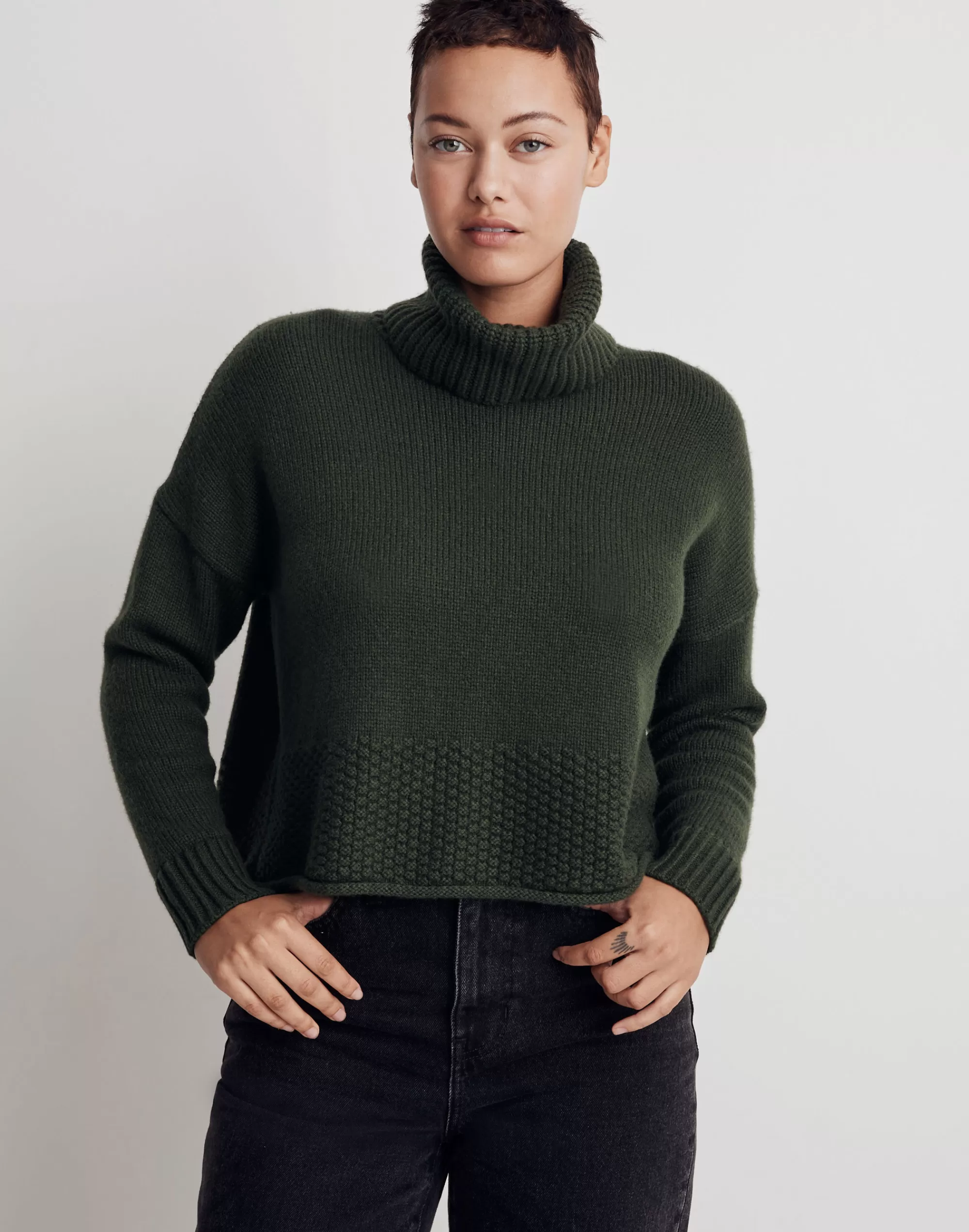 Madewell Sweaters>Sadler Turtleneck Sweater Deep Forest