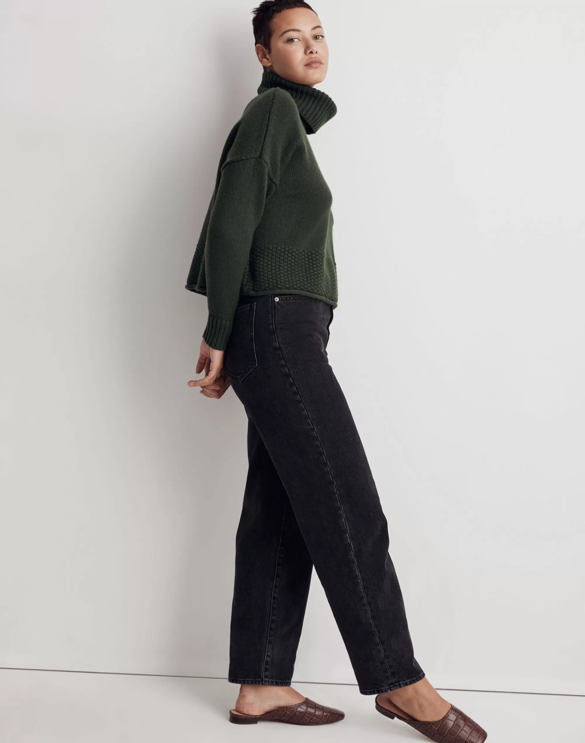 Madewell Sweaters>Sadler Turtleneck Sweater Deep Forest