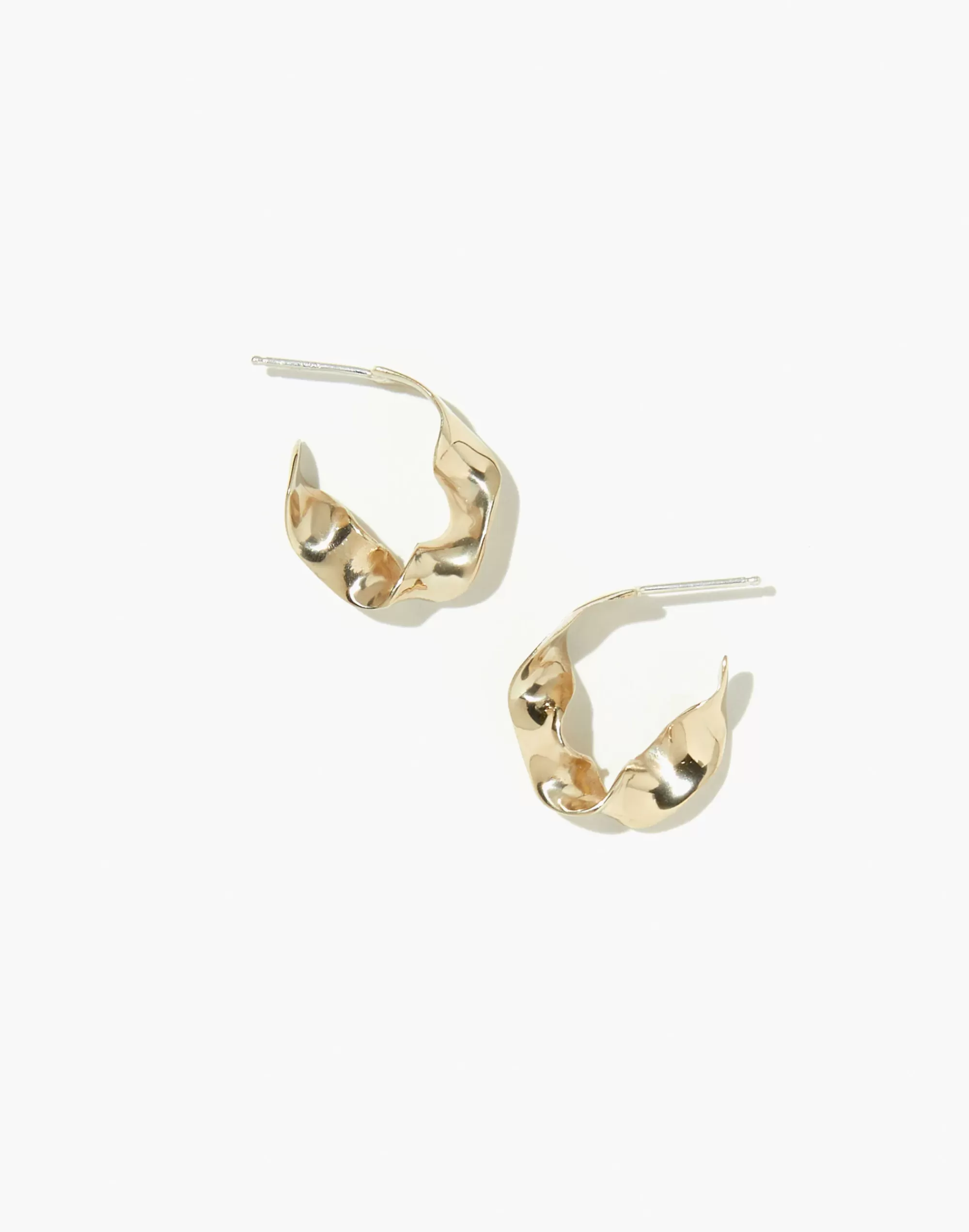 Madewell Earrings>Salt + Still Small Ribbon Hoops Brass