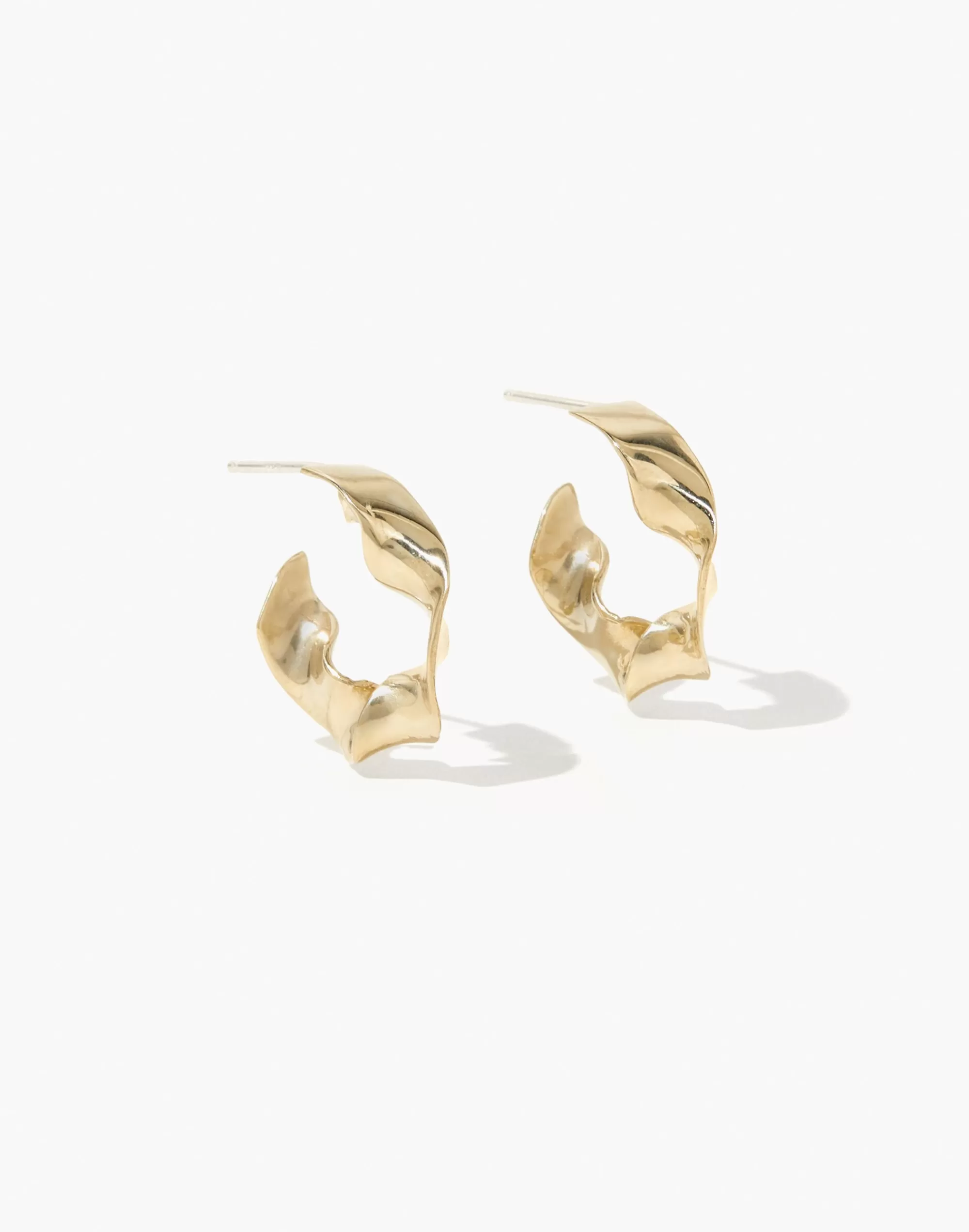 Madewell Earrings>Salt + Still Small Ribbon Hoops Brass