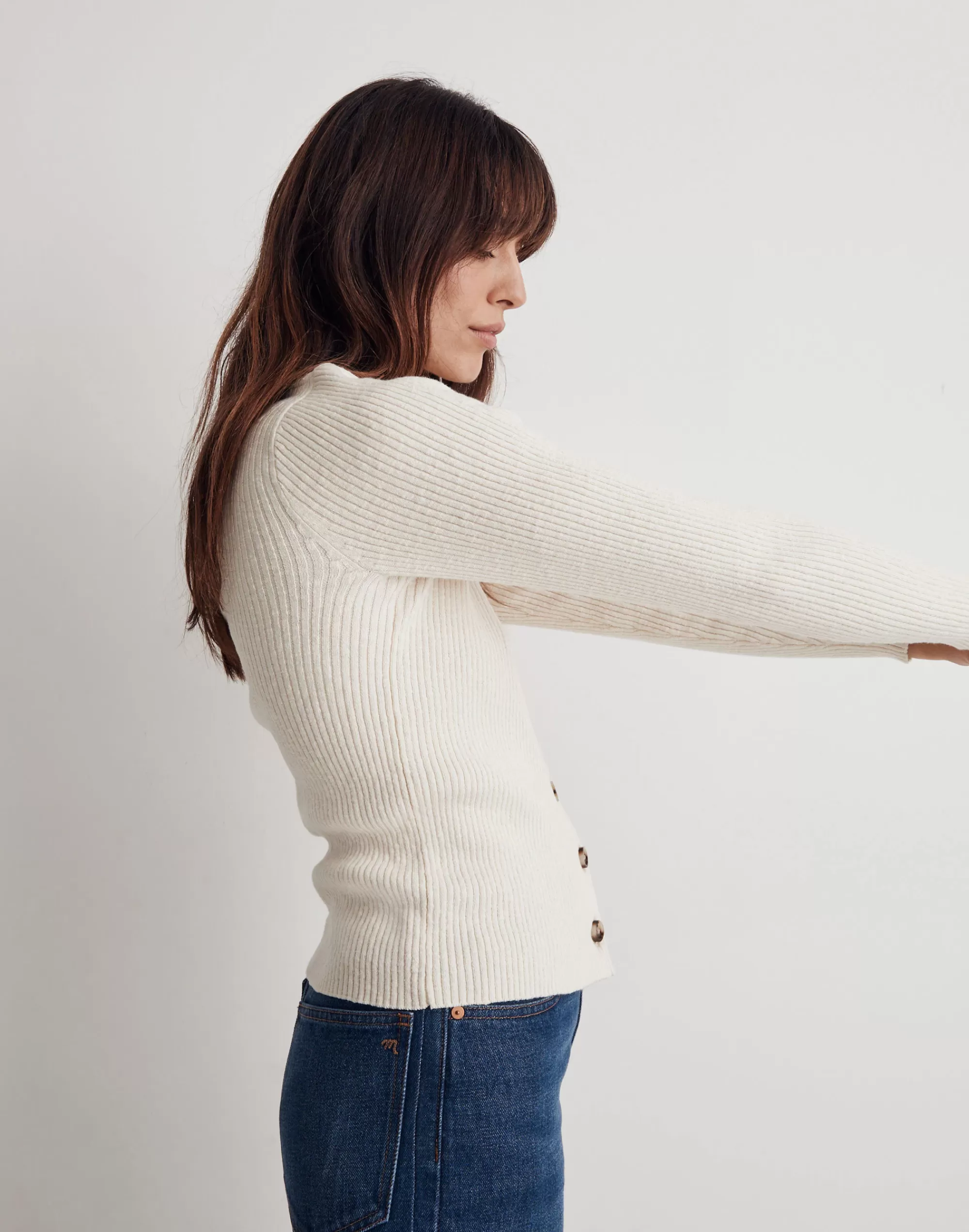 Madewell Sweaters>Scoopneck Cardigan Sweater Antique Cream