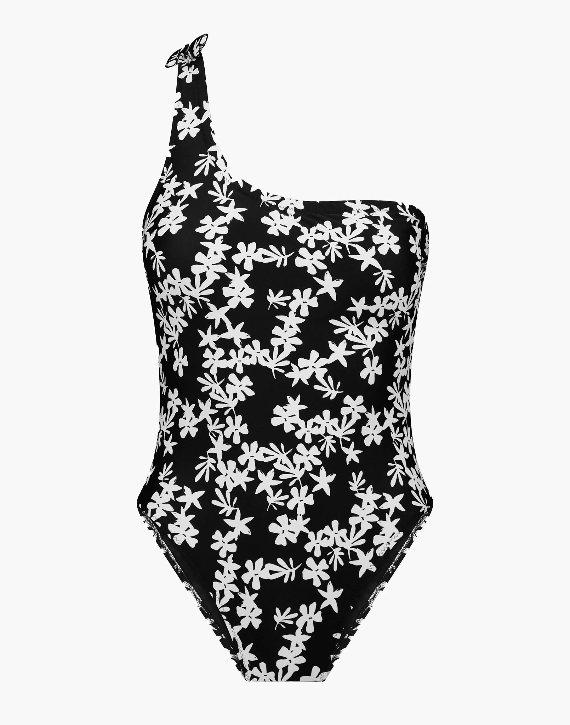 Madewell Swim>Sea Floral One Shoulder One Piece Black