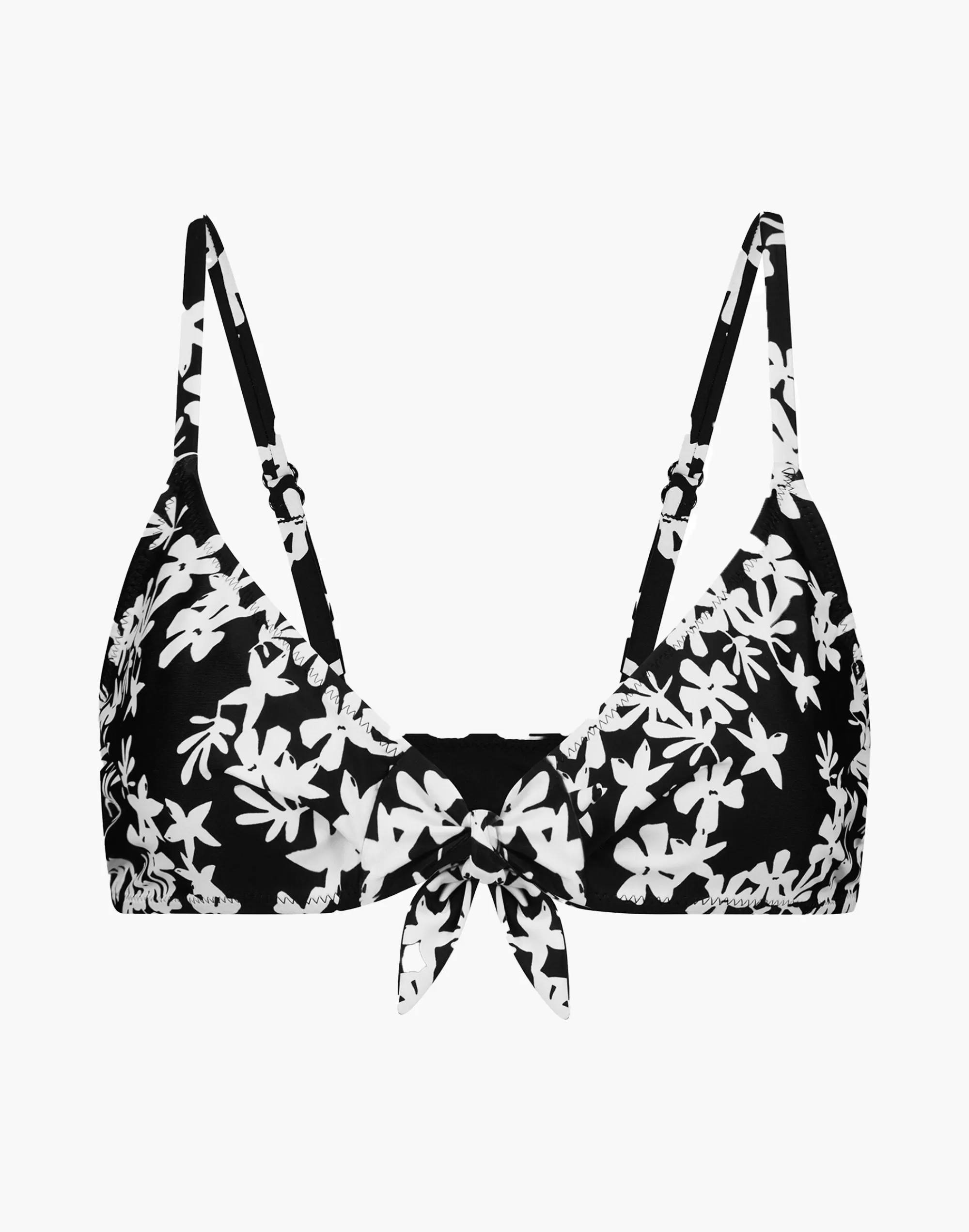 Madewell Swim>Sea Floral Tie Front Top Black