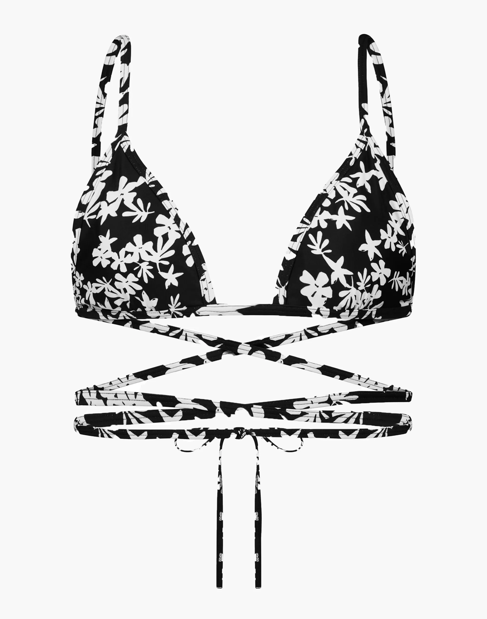 Madewell Swim>Sea Floral Wrap Triangle Top Black