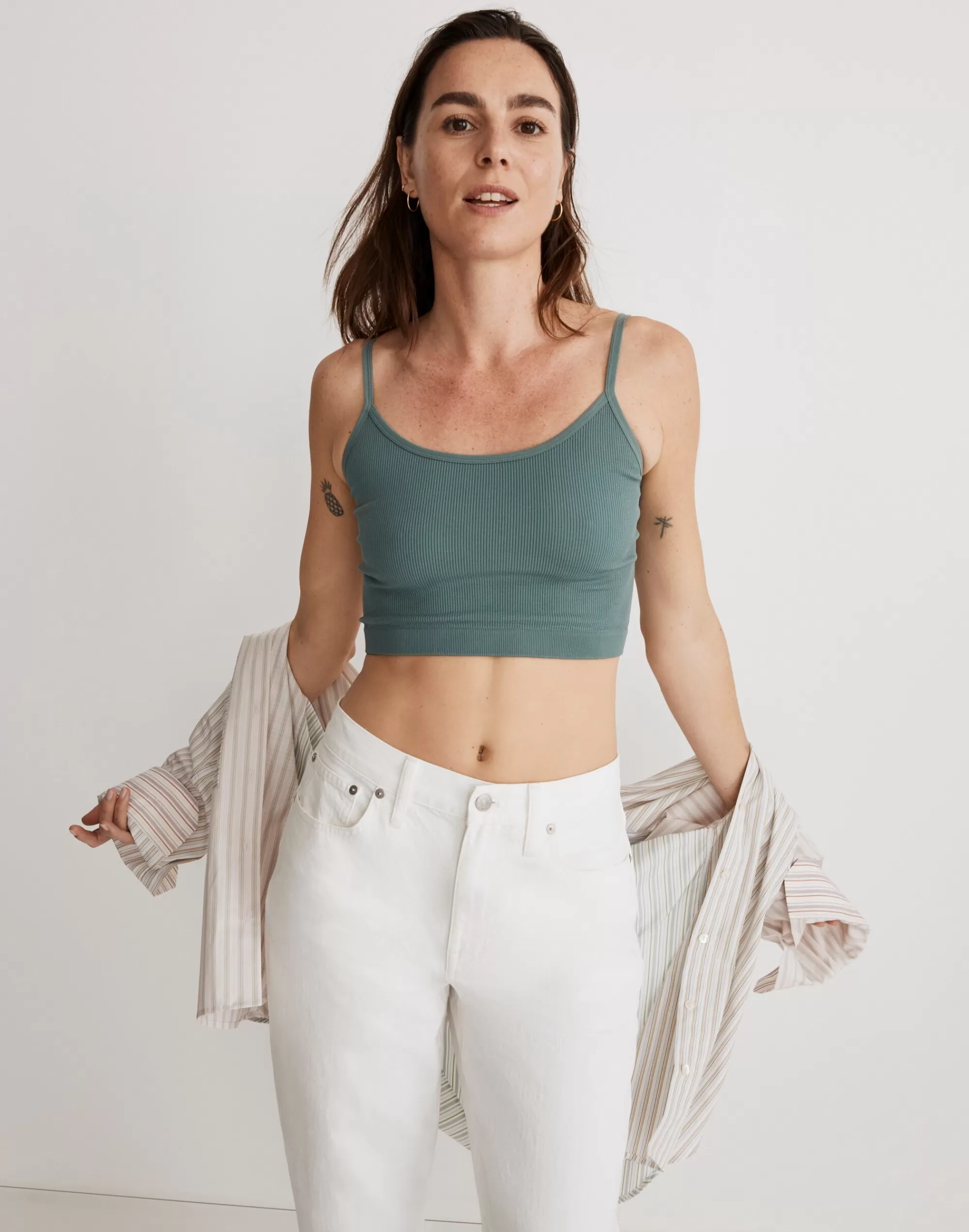 Madewell Activewear>Seamless Crop Cami Faded Shale