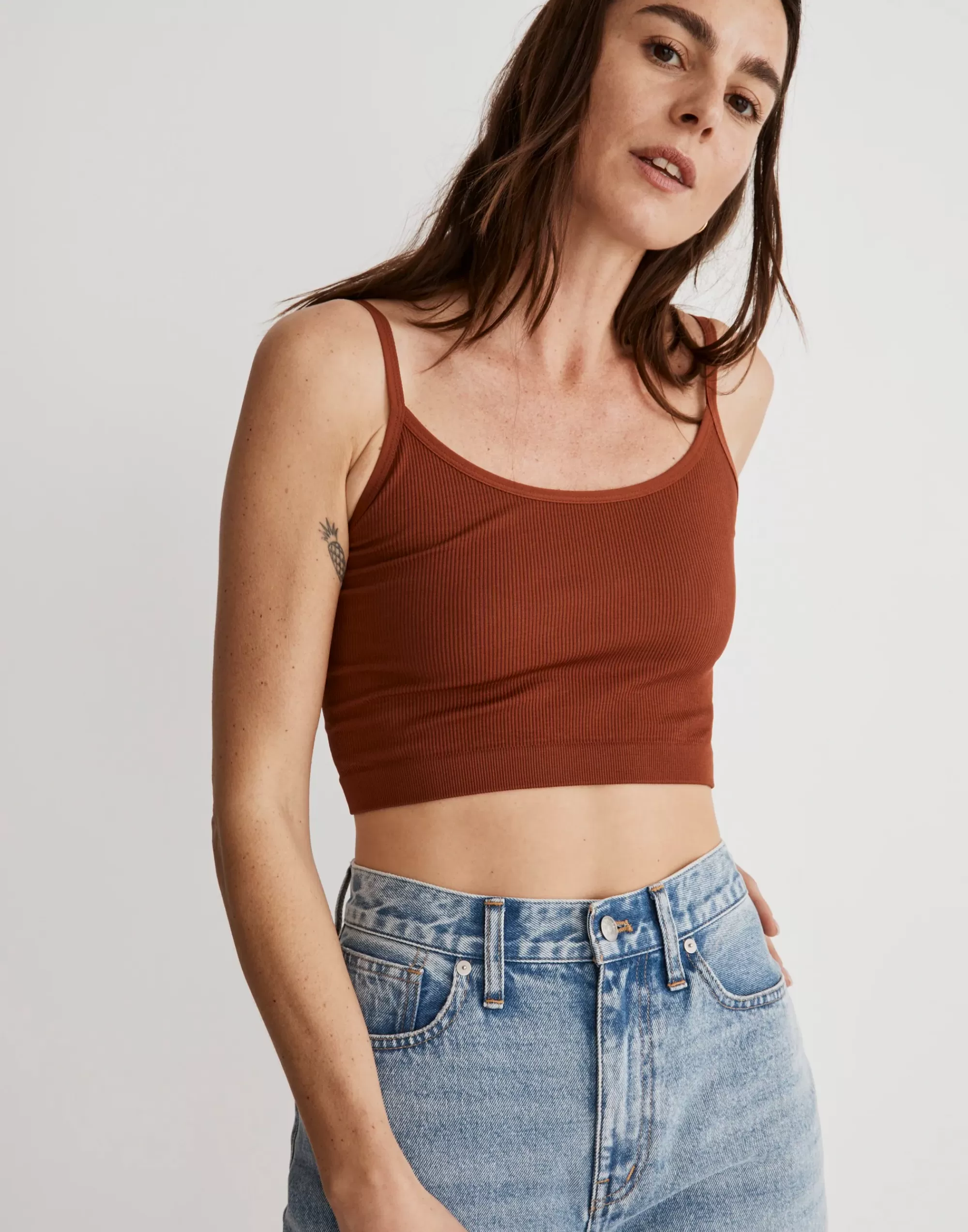 Madewell Activewear>Seamless Crop Cami Dusty Redwood