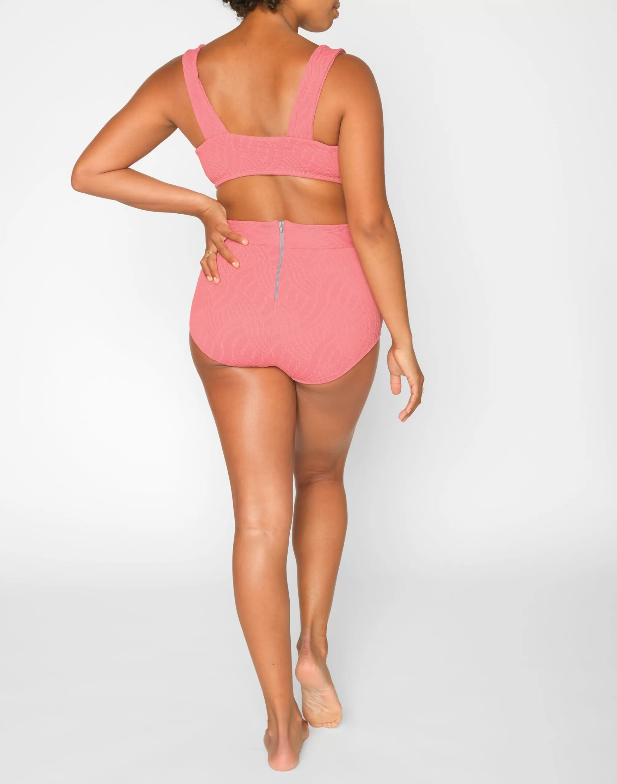 Madewell Swim>Seea Georgia High-Waist Bikini Bottom Pink