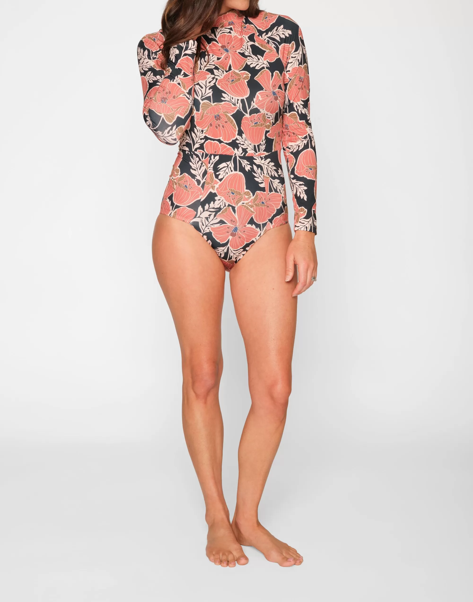 Madewell Swim>Seea Julie Long-Sleeve One-Piece Surf Suit Pink Multi