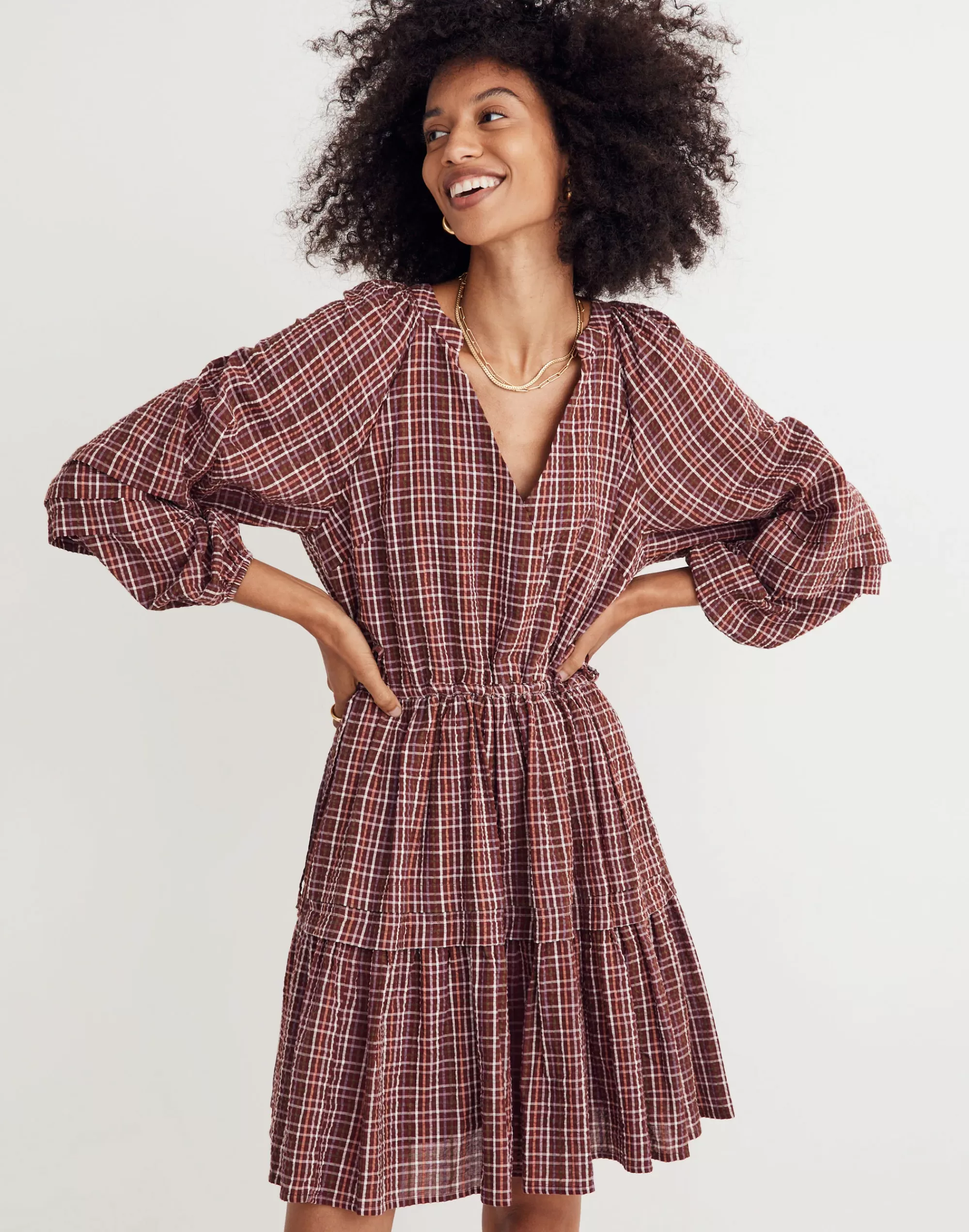 Madewell Dresses>Seersucker Wrap Mini Dress Dark Merlot