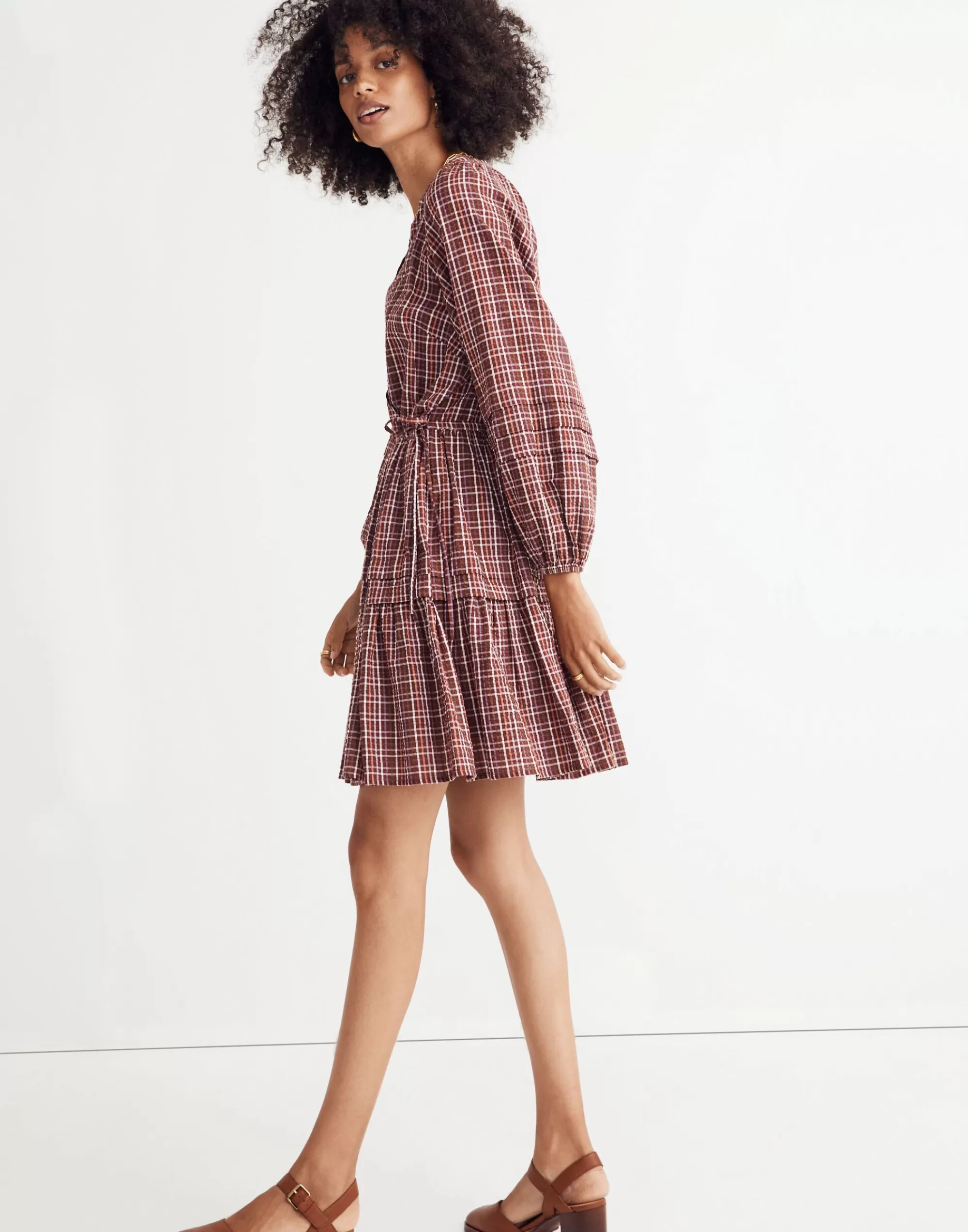 Madewell Dresses>Seersucker Wrap Mini Dress Dark Merlot