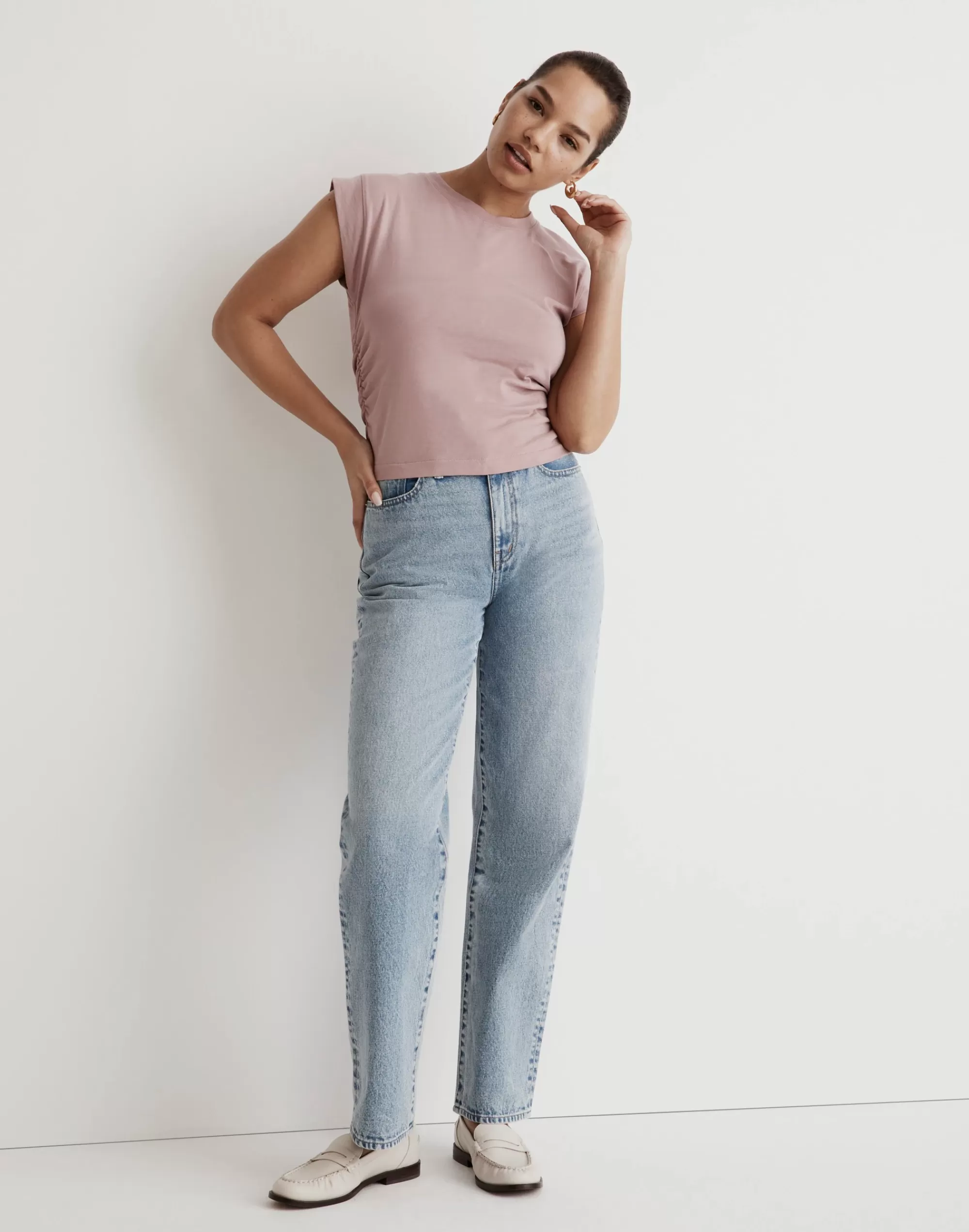 Madewell Tees>Side-Cinch Muscle Tee Warm Thistle