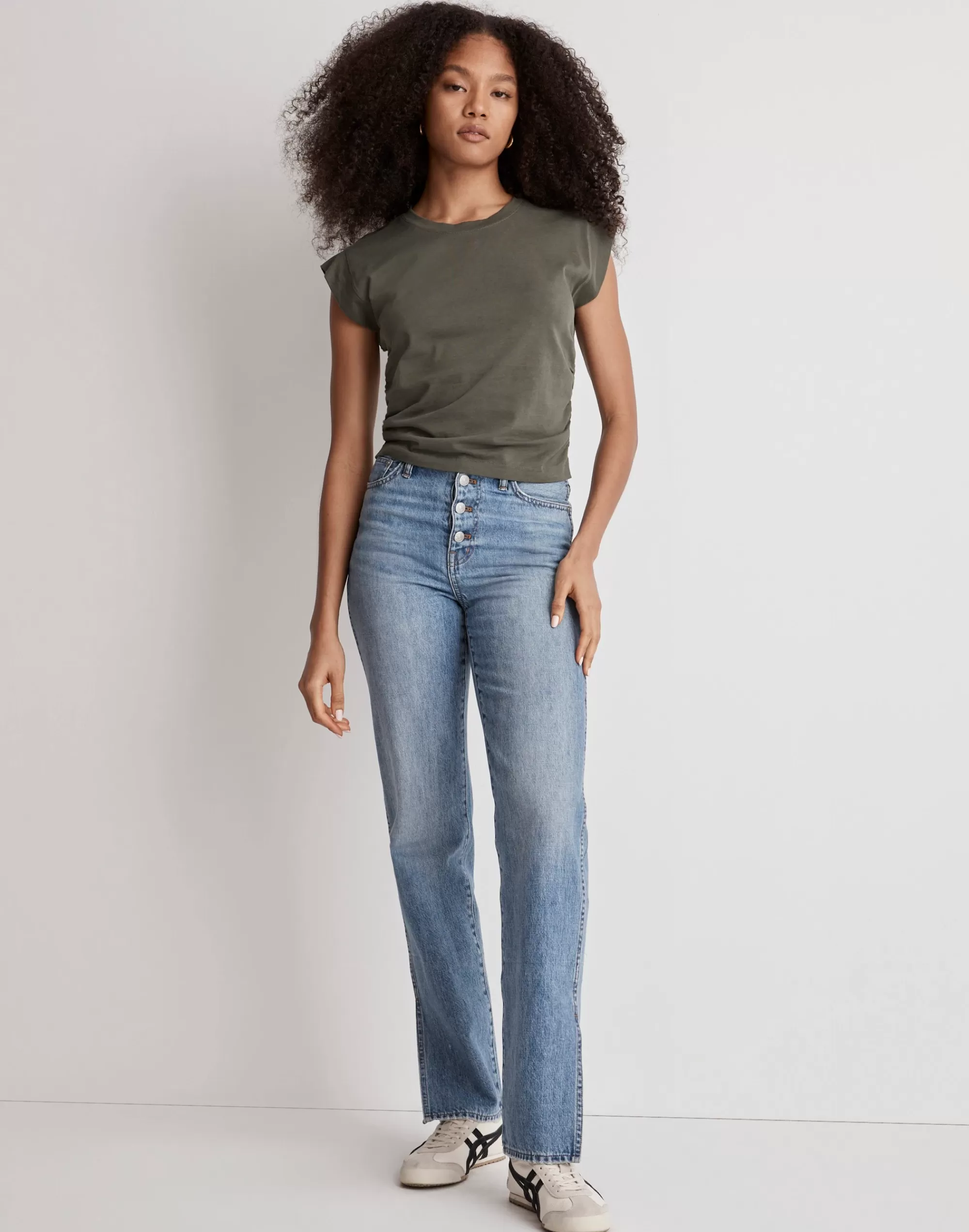 Madewell Tees>Side-Cinch Muscle Tee Foraged Green