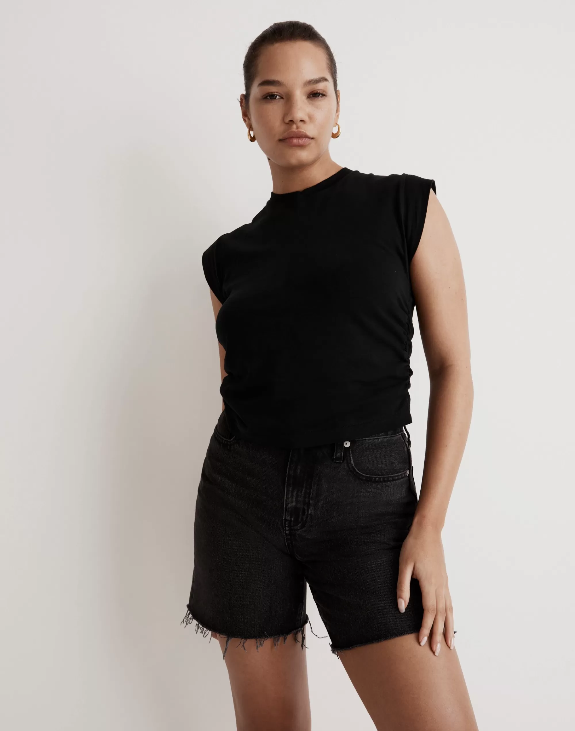 Madewell Tees>Side-Cinch Muscle Tee True Black