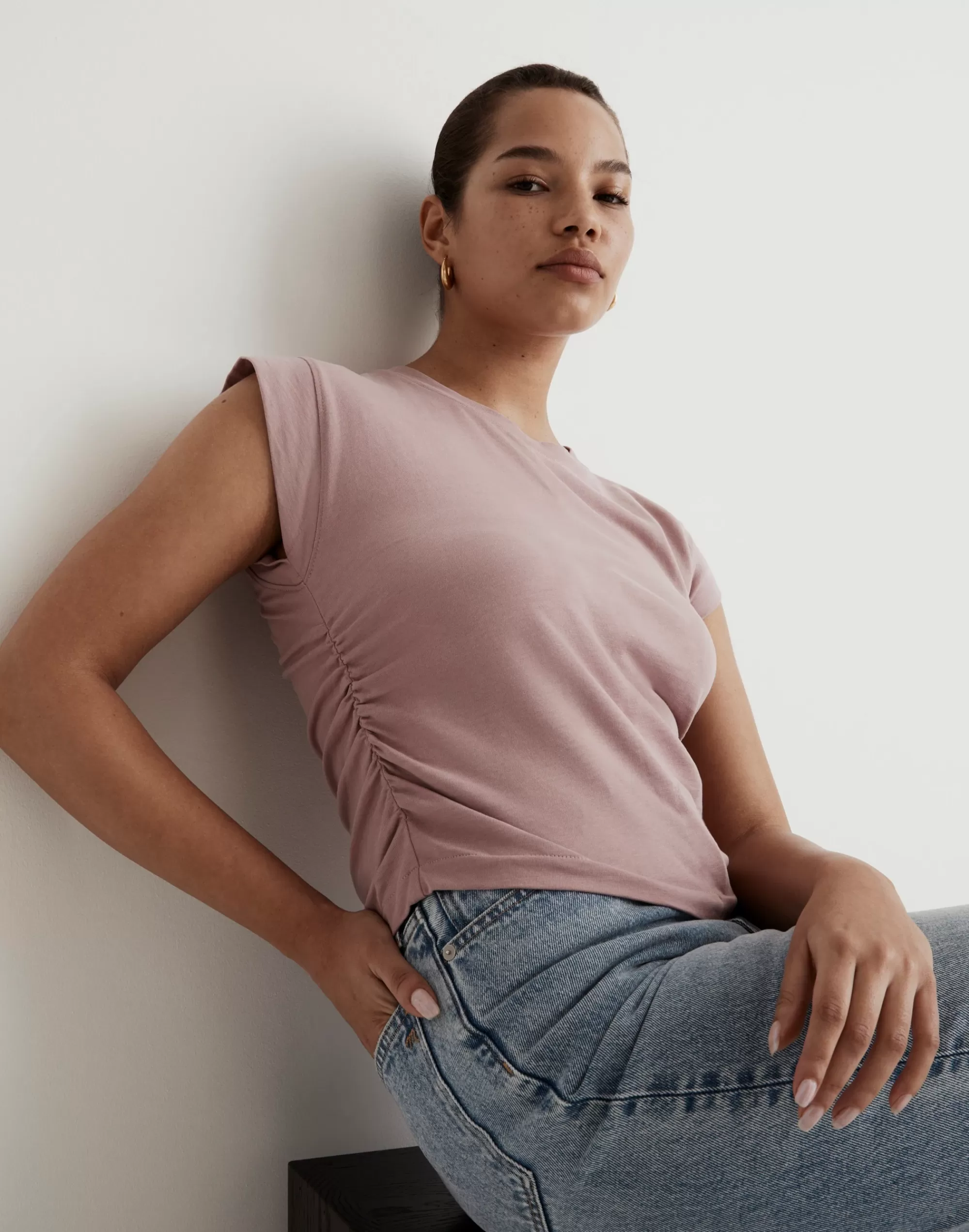 Madewell Tees>Side-Cinch Muscle Tee Warm Thistle