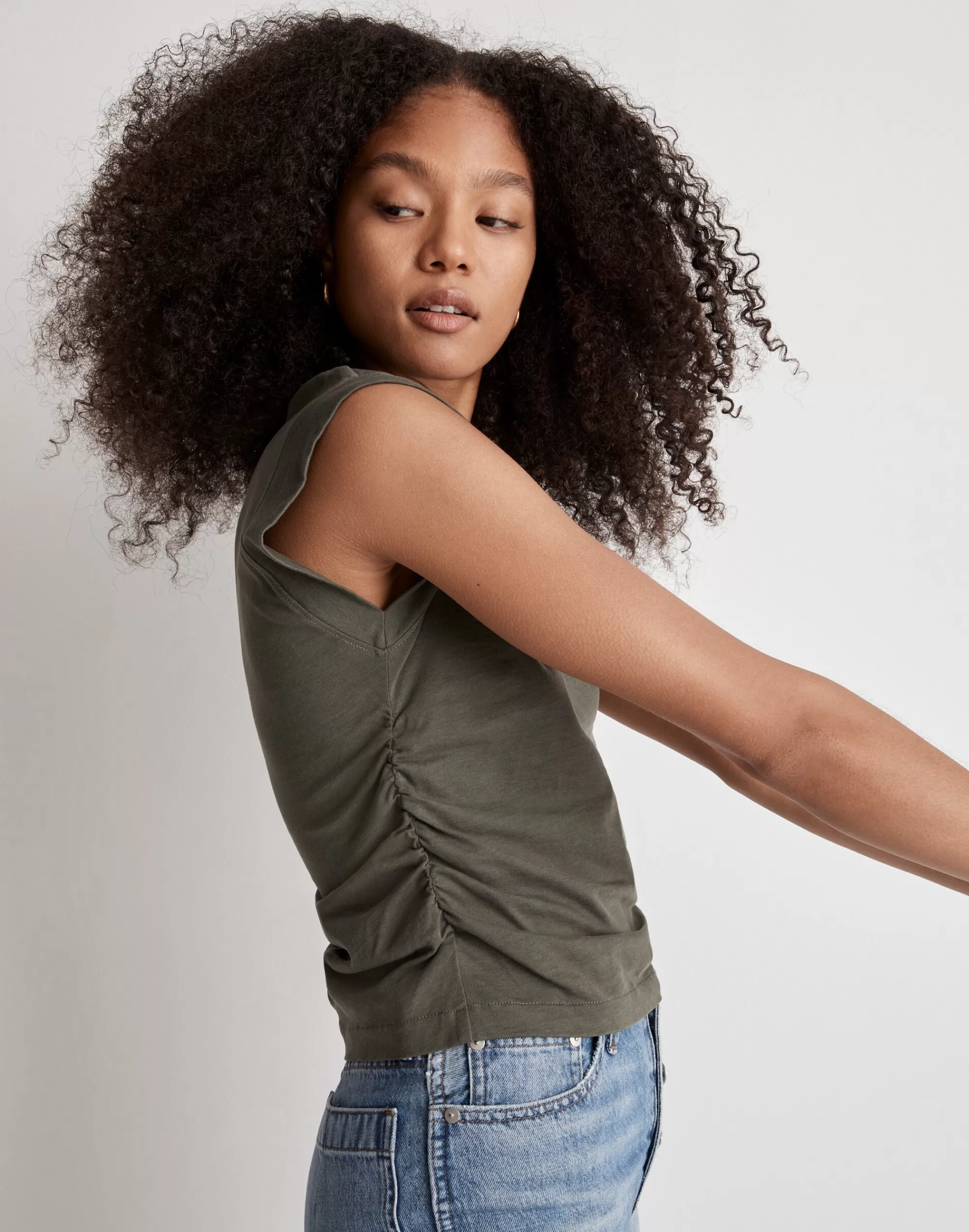 Madewell Tees>Side-Cinch Muscle Tee Foraged Green