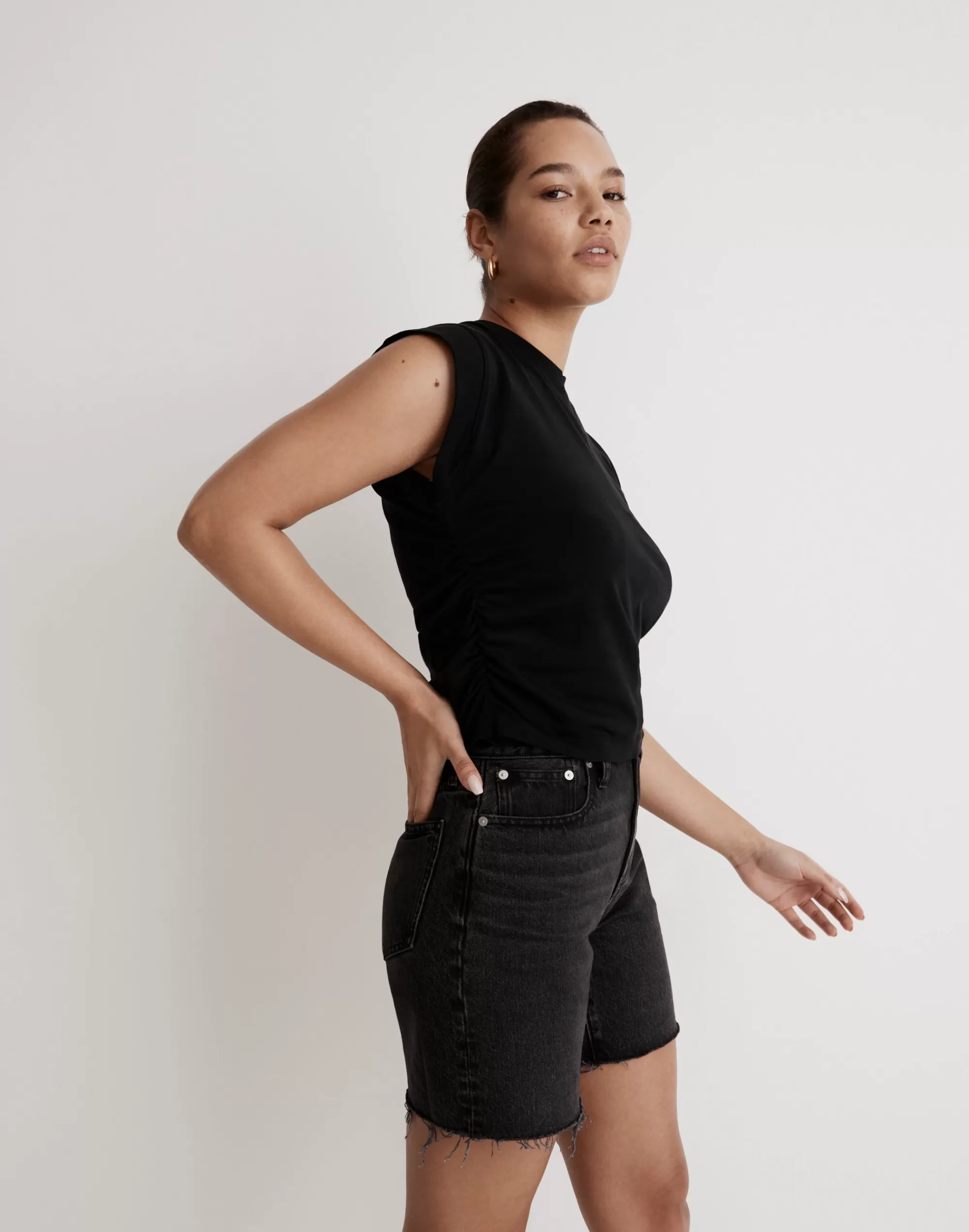 Madewell Tees>Side-Cinch Muscle Tee True Black