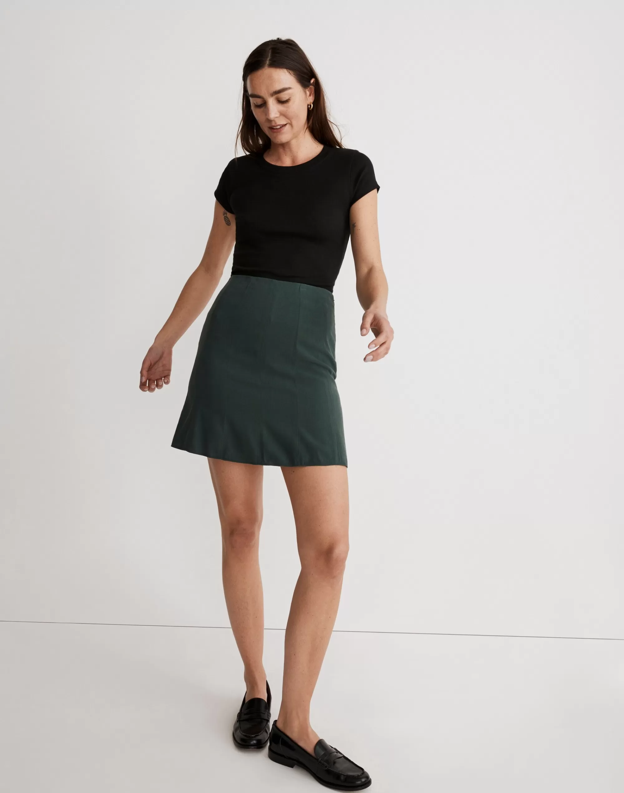 Madewell Skirts>Side-Zip Mini Slip Skirt Dark Palm