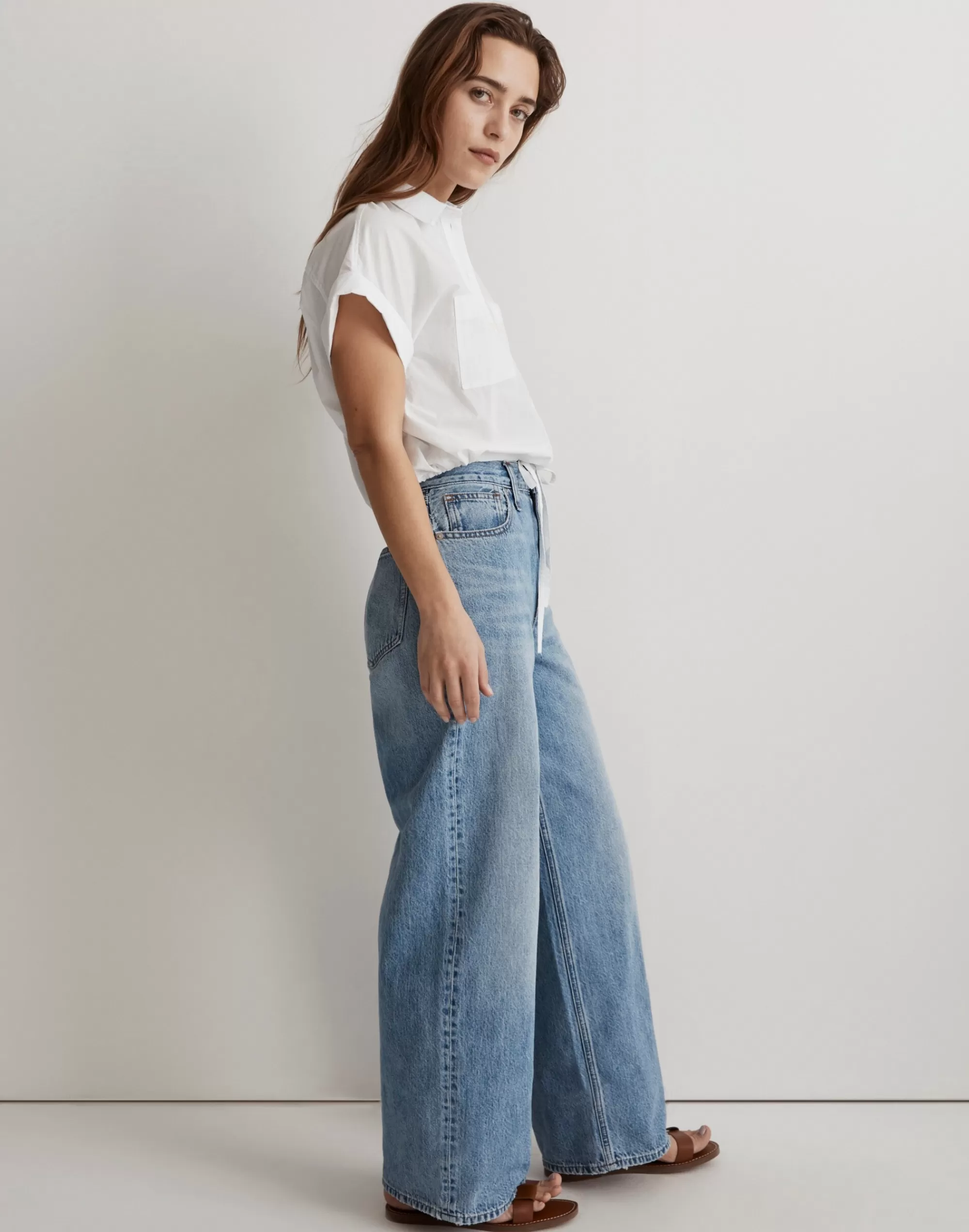 Madewell Tops & Shirts>Signature Poplin Button-Up Drawstring Shirt Eyelet White