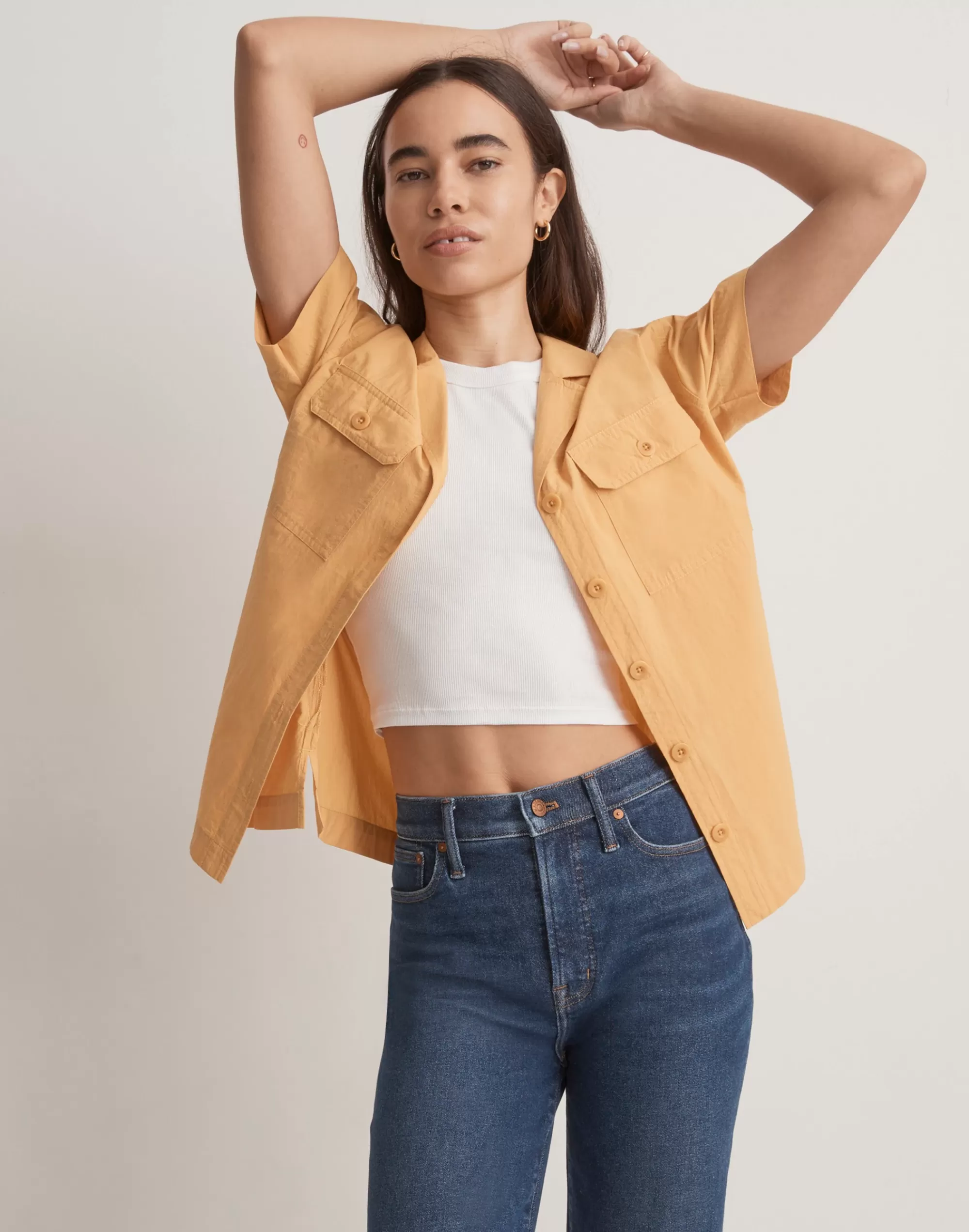 Madewell Tops & Shirts>Signature Poplin Camp Shirt Autumn Wheat