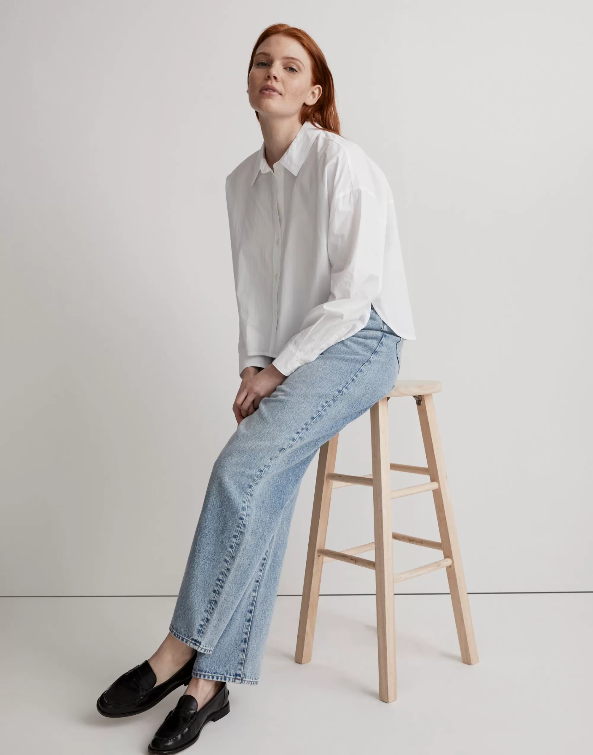 Madewell Tops & Shirts>Signature Poplin Hartfield Crop Shirt Eyelet White