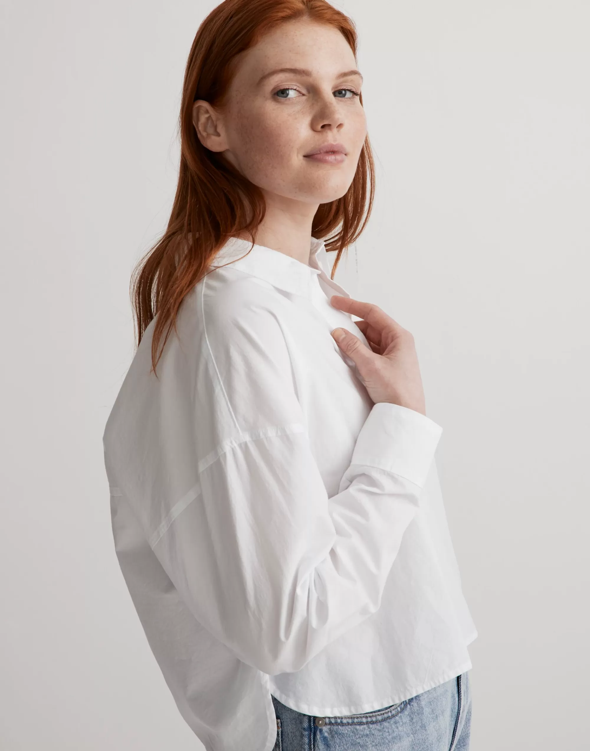 Madewell Tops & Shirts>Signature Poplin Hartfield Crop Shirt Eyelet White