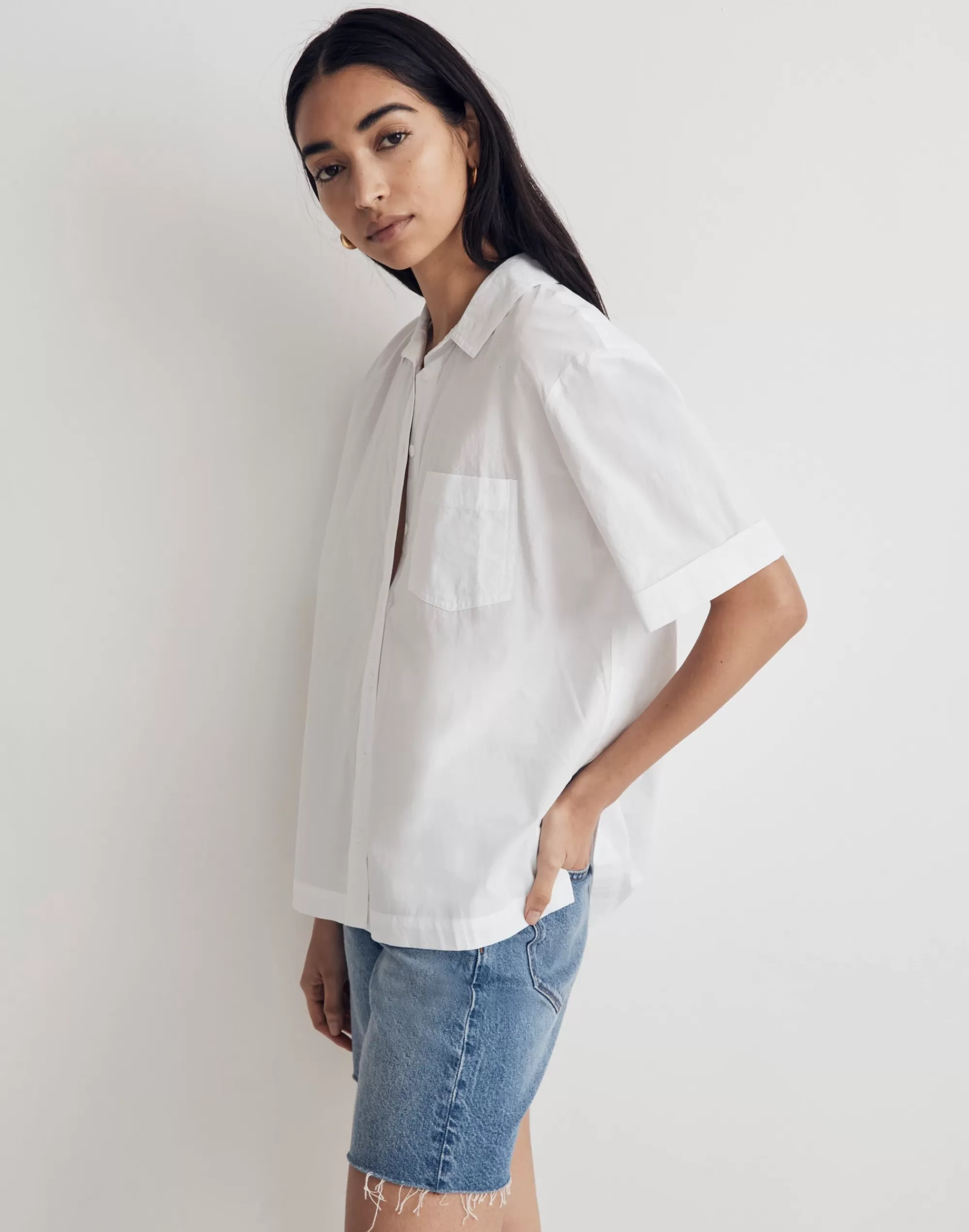 Madewell Tops & Shirts>Signature Poplin Short-Sleeve Button-Down Shirt Eyelet White