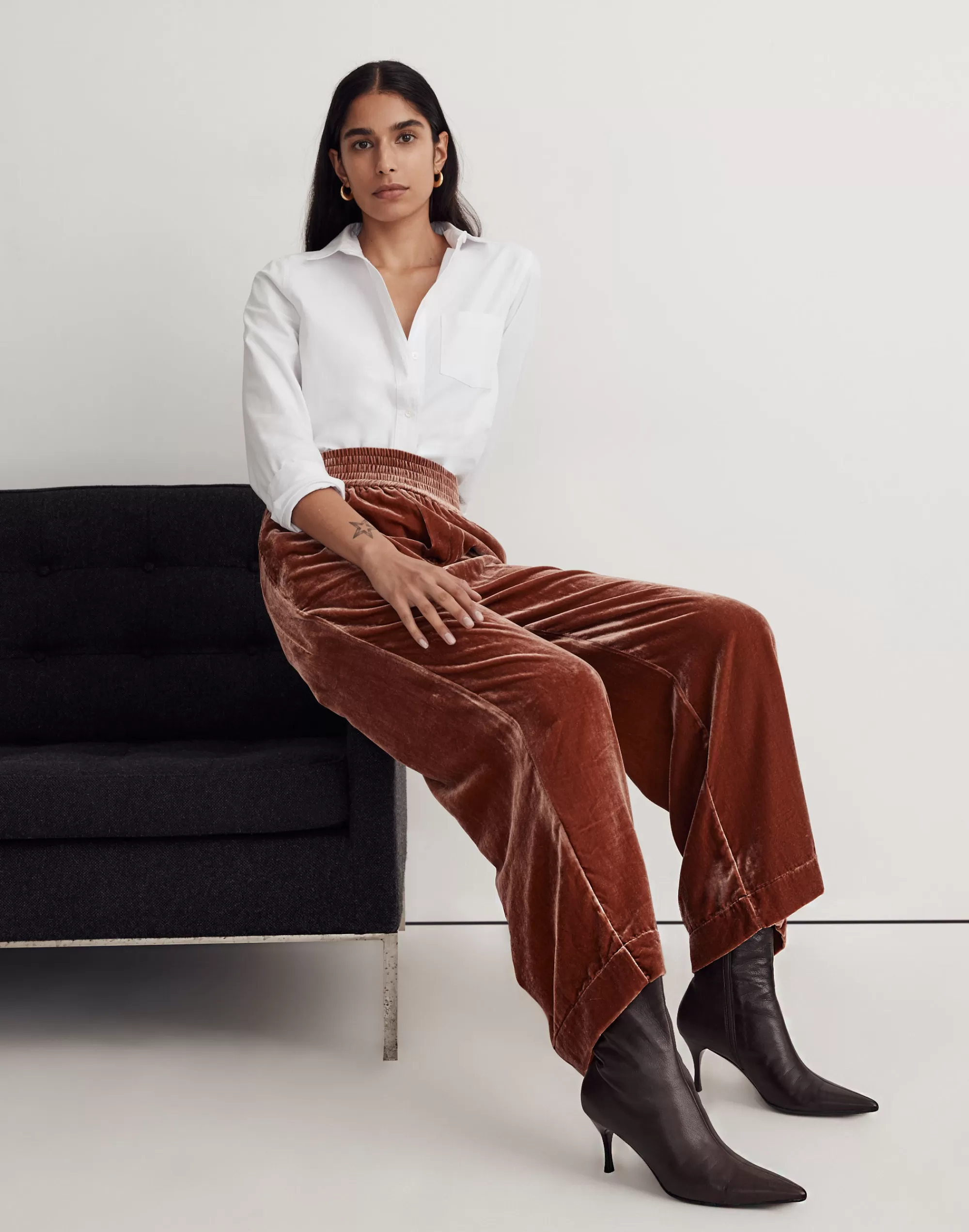 Madewell Pants>Silk-Blend Velvet Carley Wide-Leg Pants Ground Clove