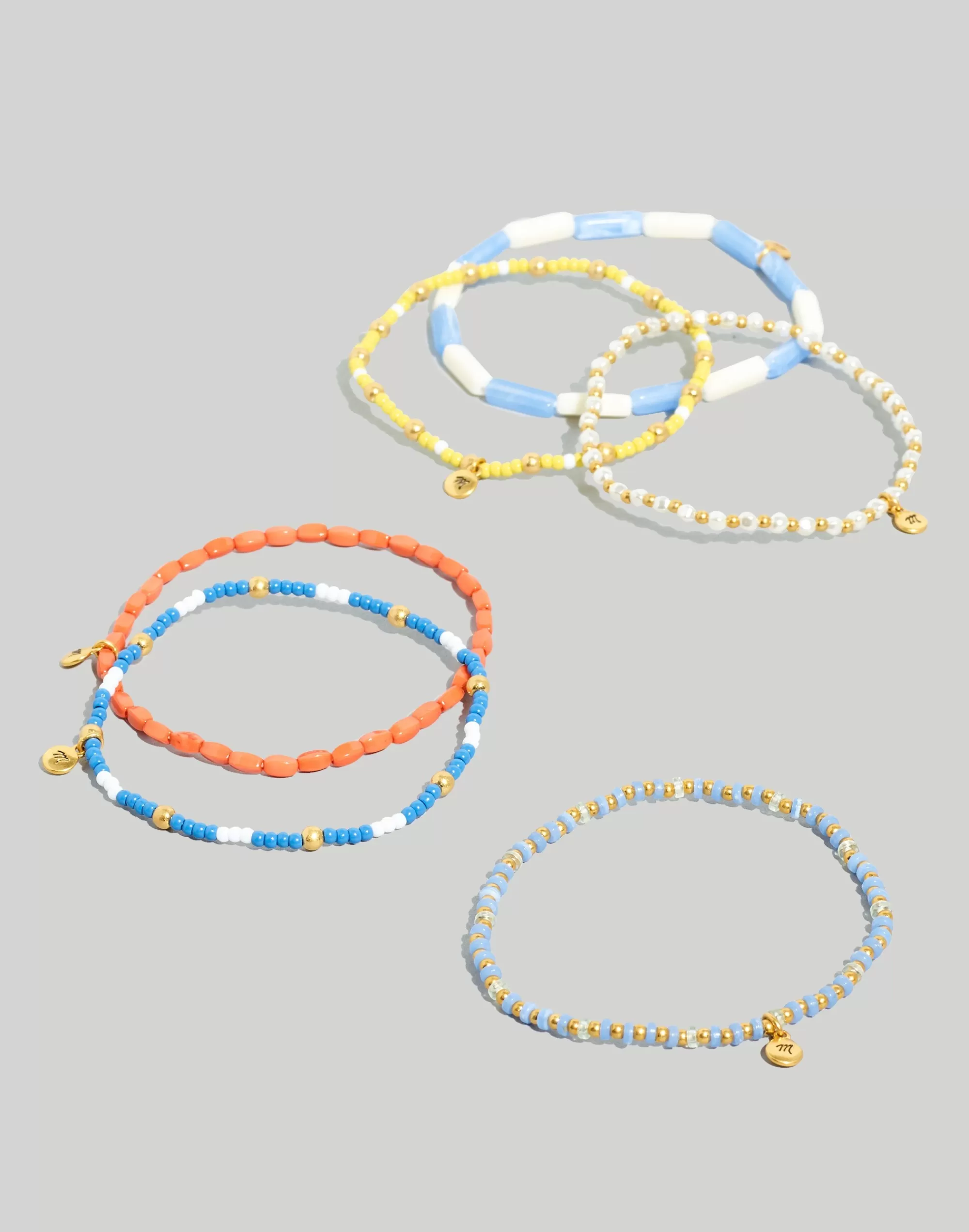 Madewell Bracelets>Six-Pack Freshwater Pearl Stretchy Bracelet Set Oasis Blue