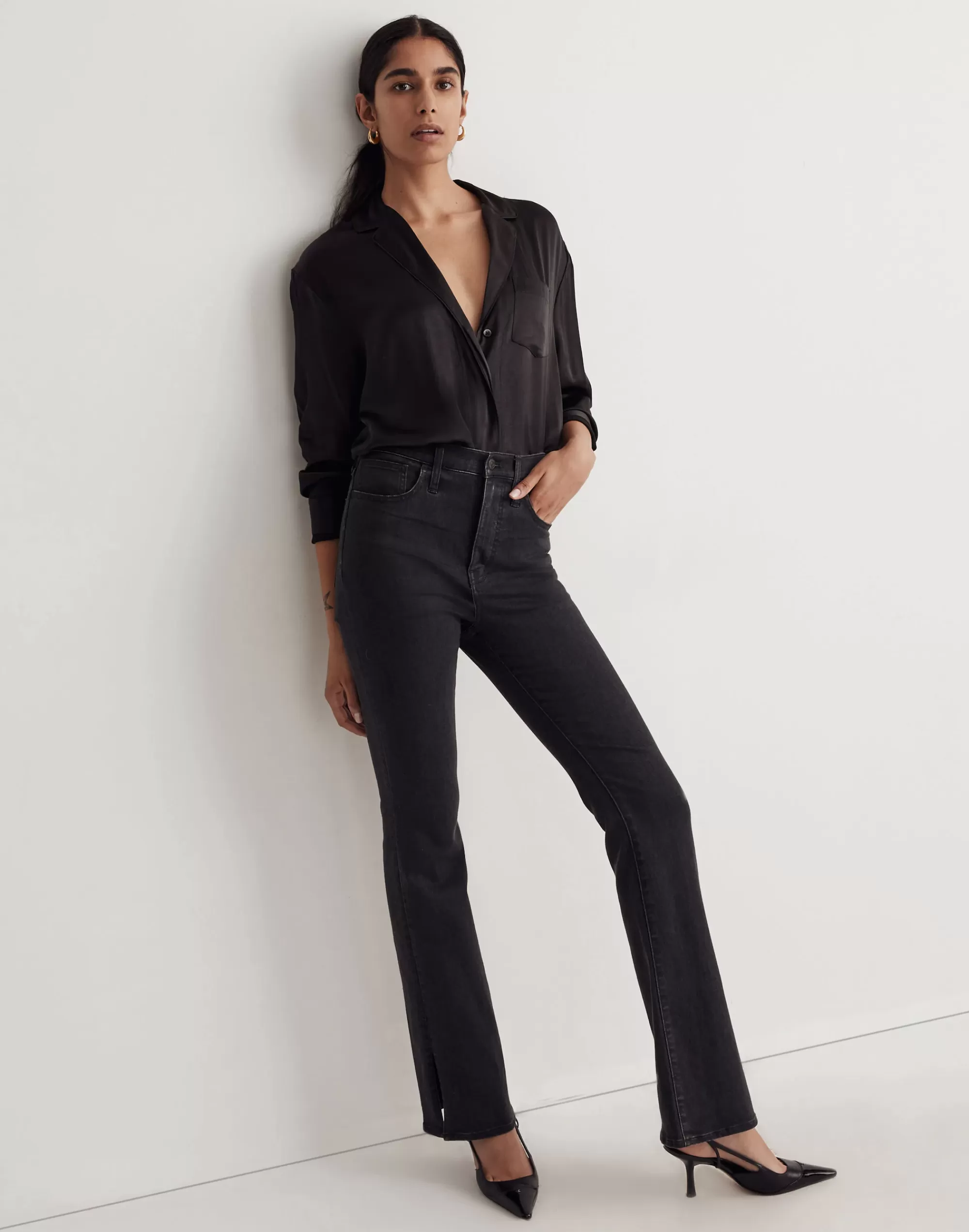 Madewell Flare Jeans>Skinny Flare Jeans In : Slit-Hem Edition Bellhaven Wash