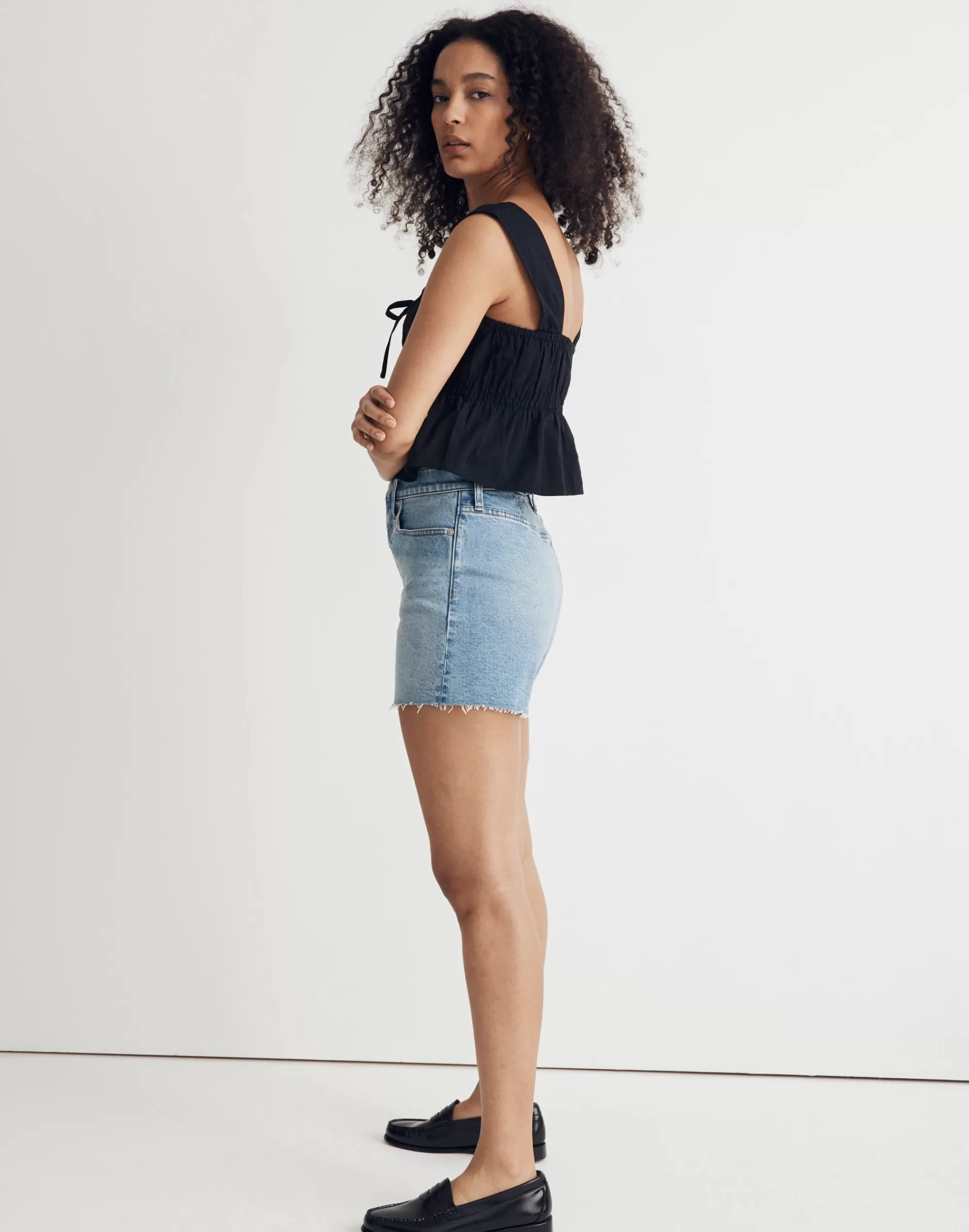 Madewell Tops & Shirts>Smocked Tie-Front Tank Top True Black