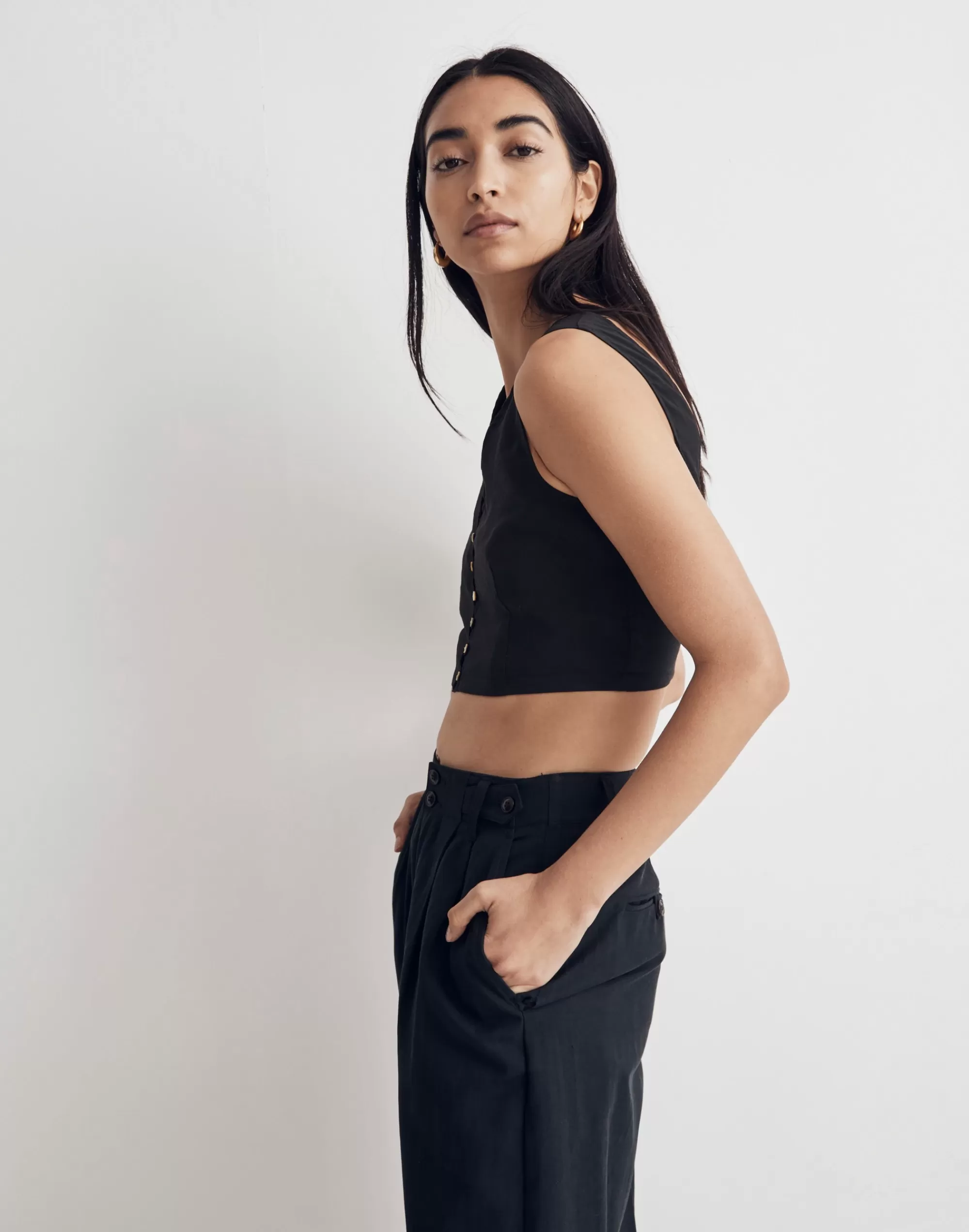 Madewell Tops & Shirts>Softdrape Gwen Crop Vest Top True Black