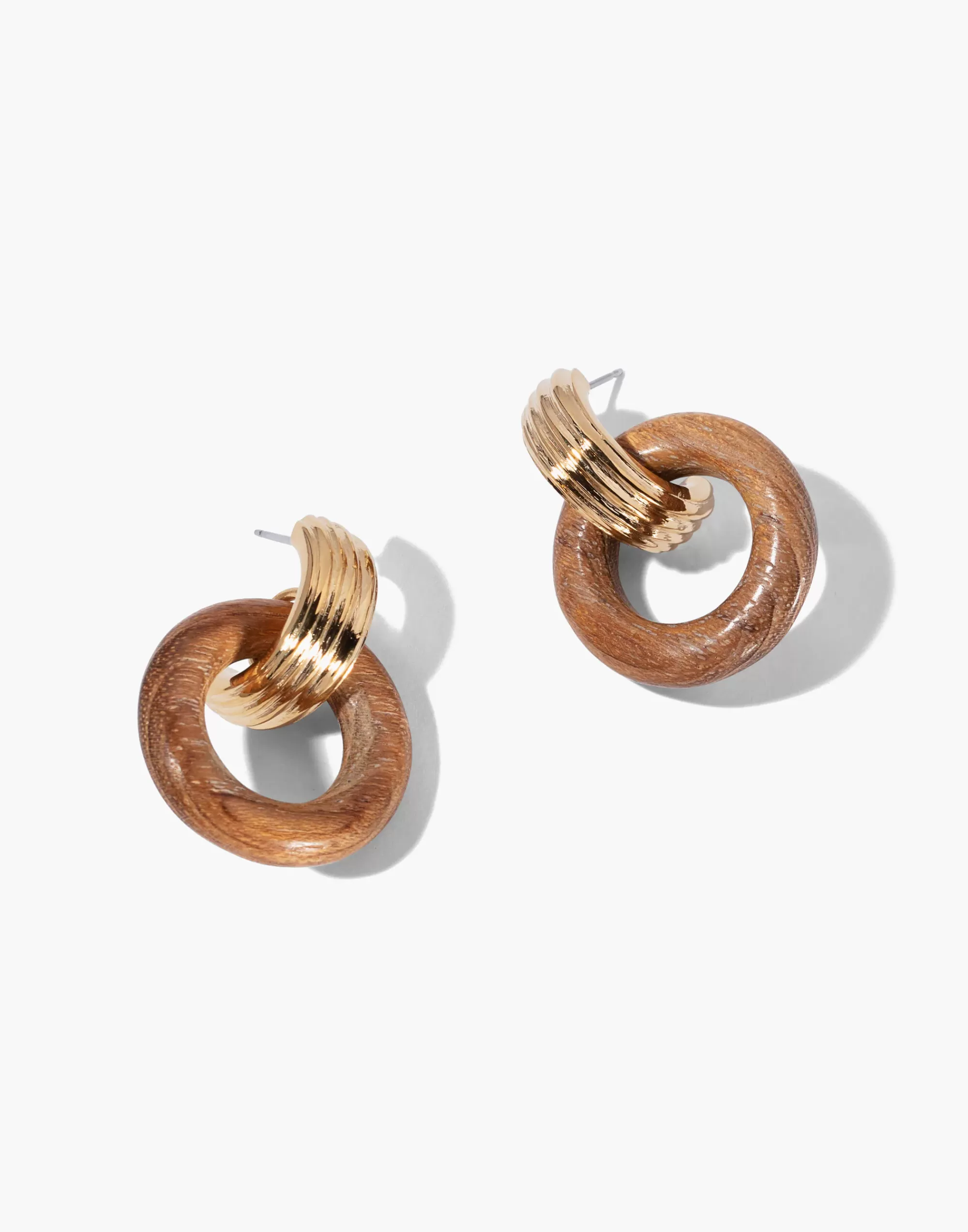 Madewell Earrings>Soko Shujaa Wood Link Hoop Gold