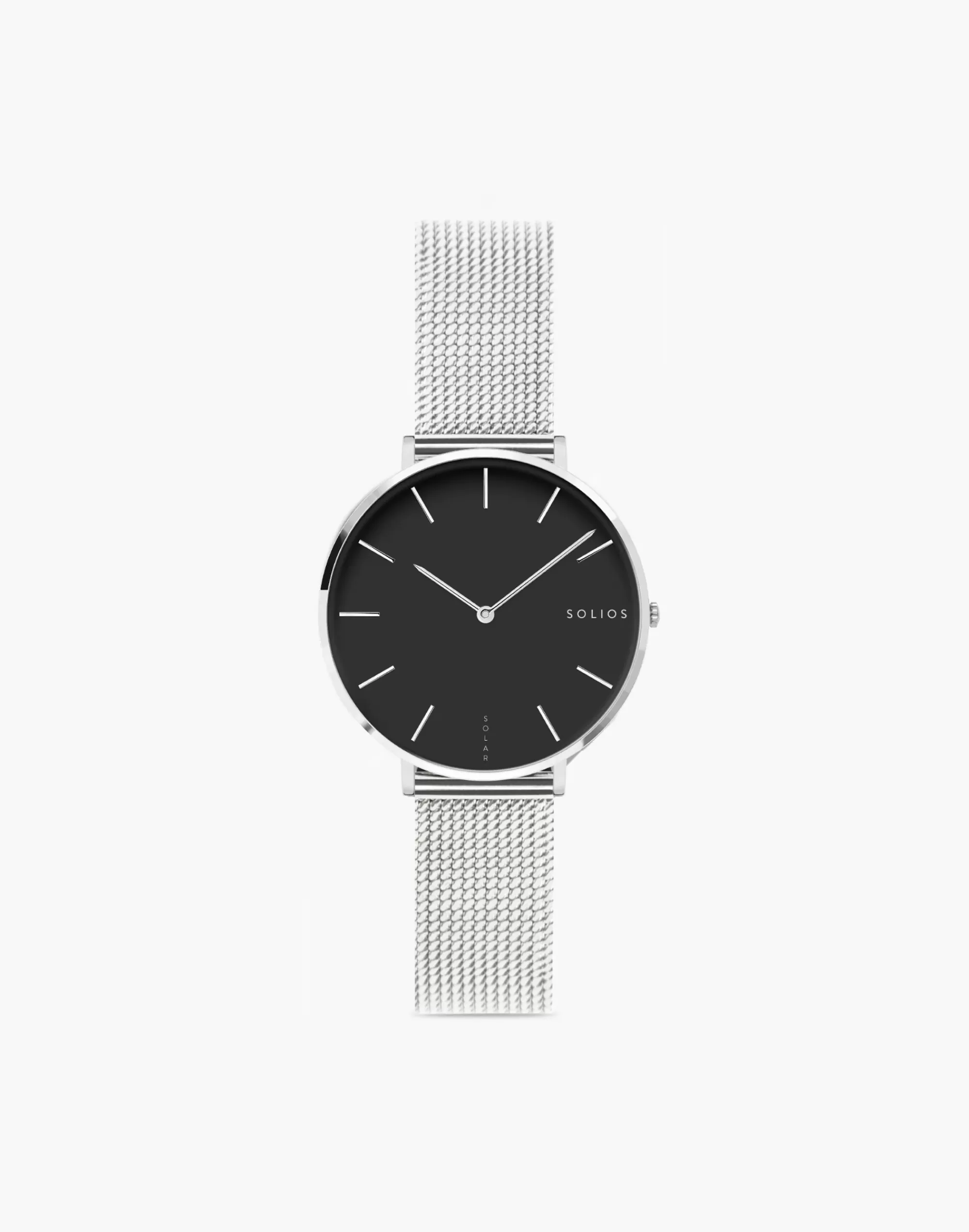 Madewell Watches>Solios Watches The Mini Solar Black - Mesh Strap Silver