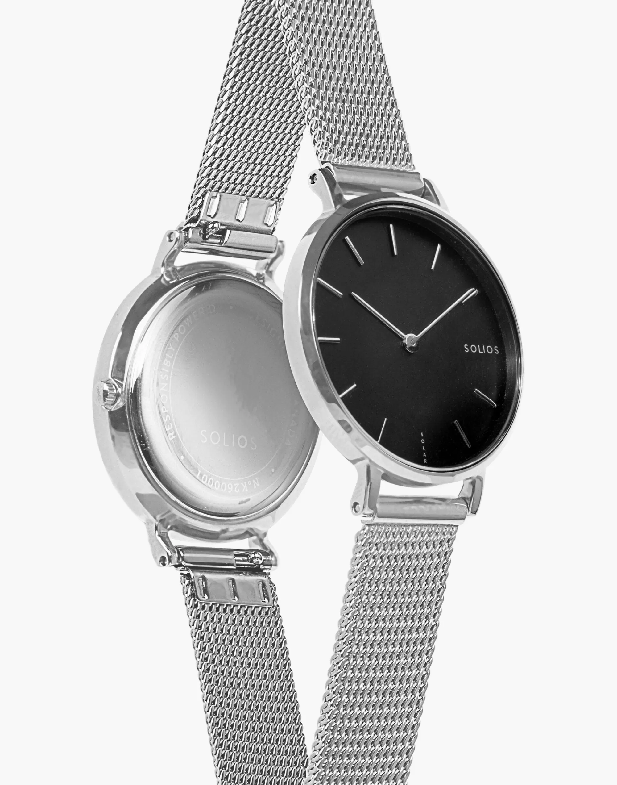 Madewell Watches>Solios Watches The Mini Solar Black - Mesh Strap Silver