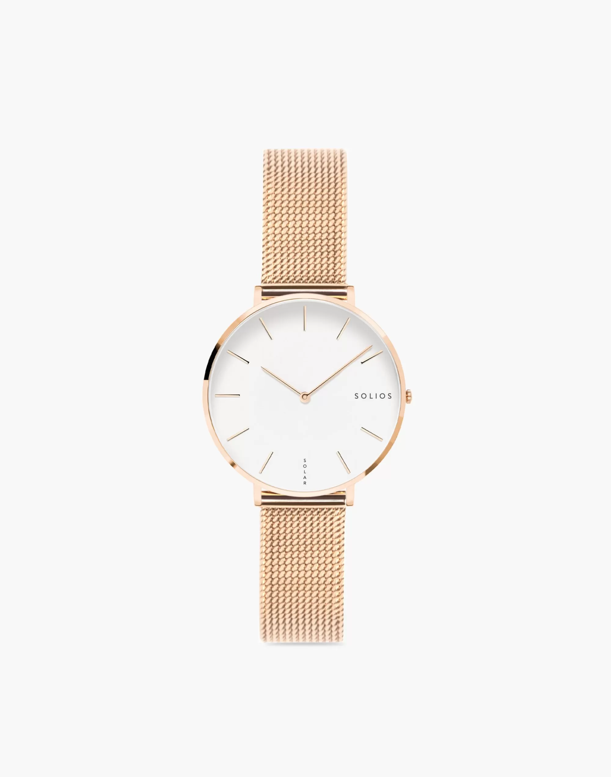 Madewell Watches>Solios Watches The Mini Solar White - Mesh Strap Rose Gold