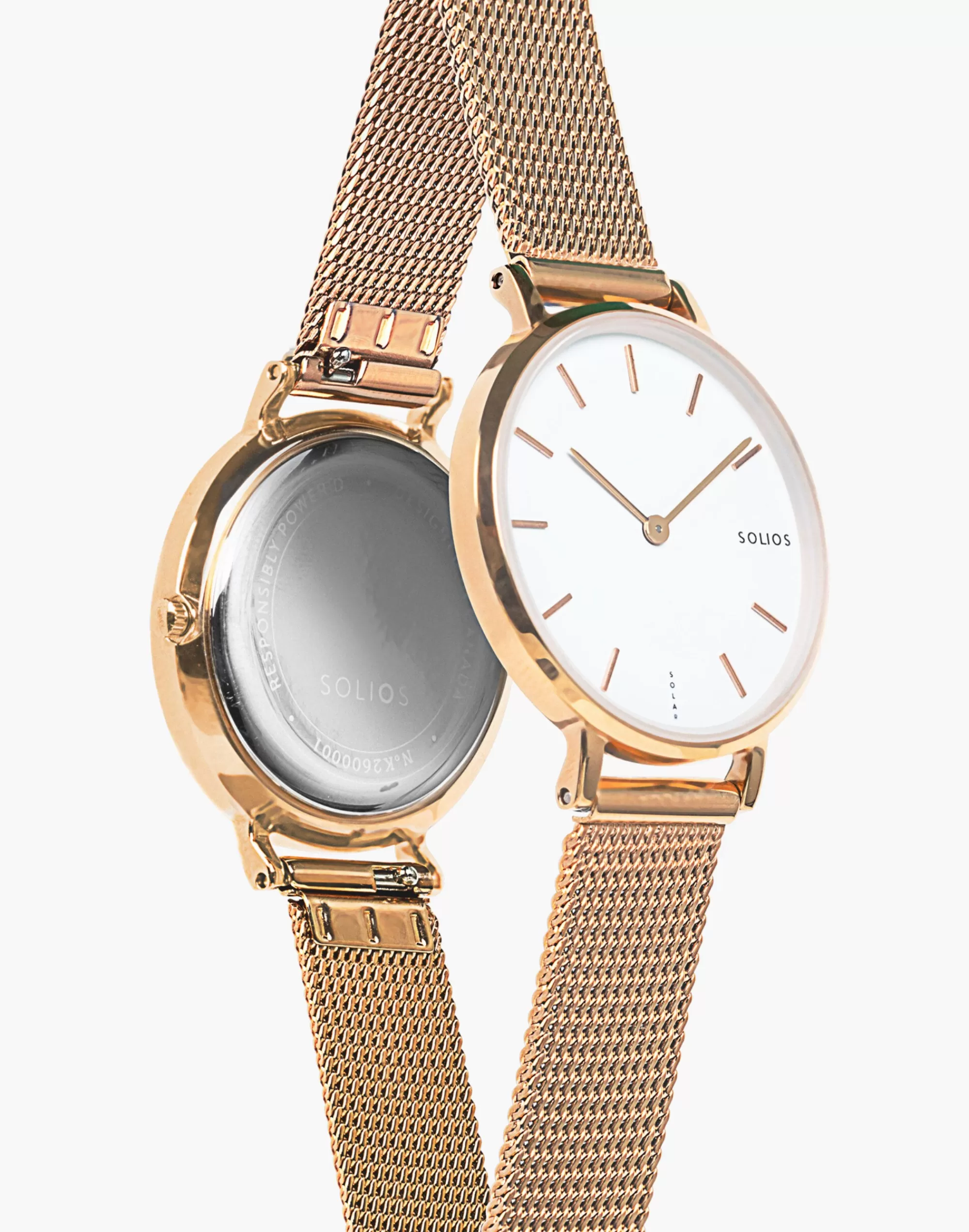 Madewell Watches>Solios Watches The Mini Solar White - Mesh Strap Rose Gold