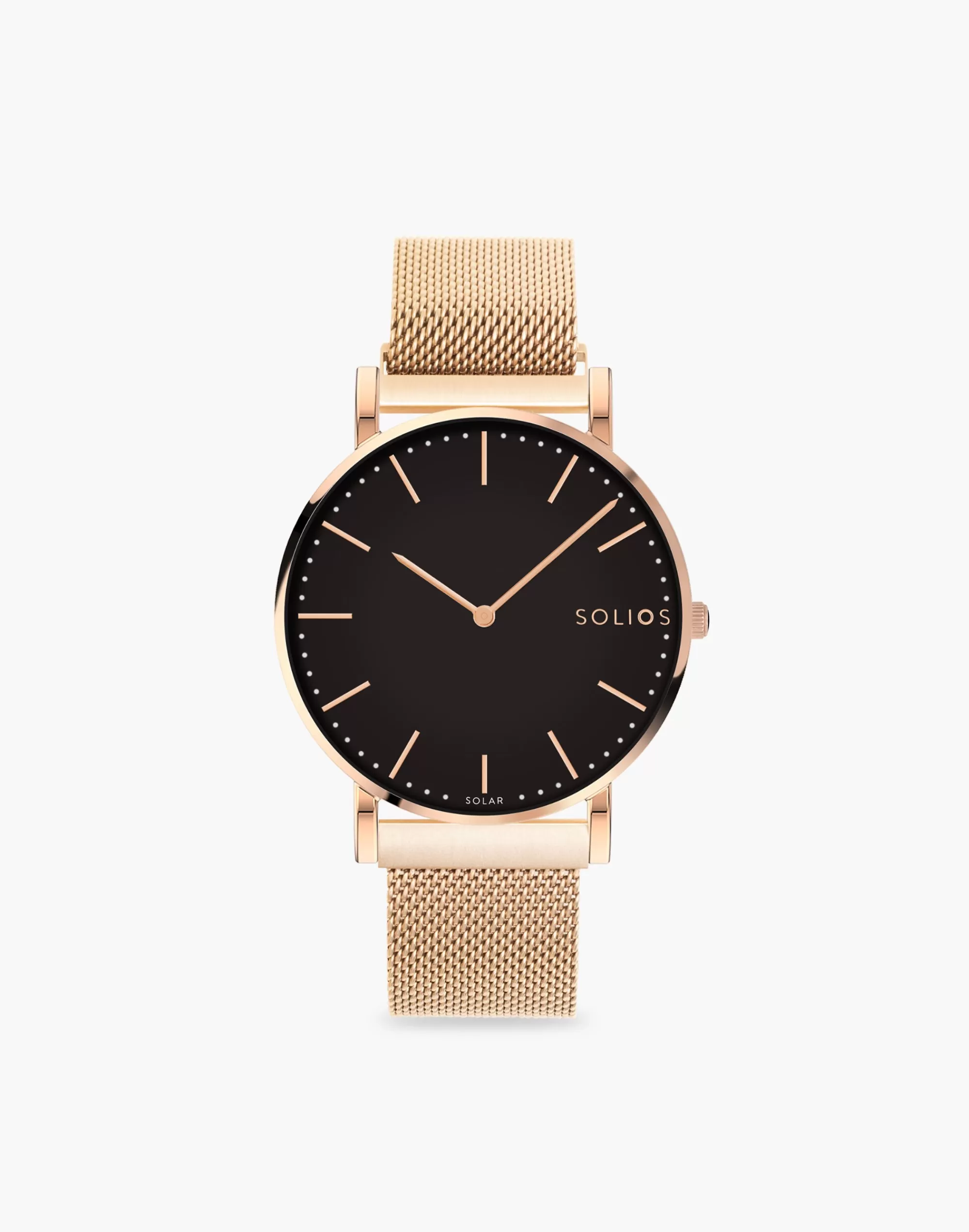 Madewell Watches>Solios Watches The Solar Black - Mesh Strap Rose Gold