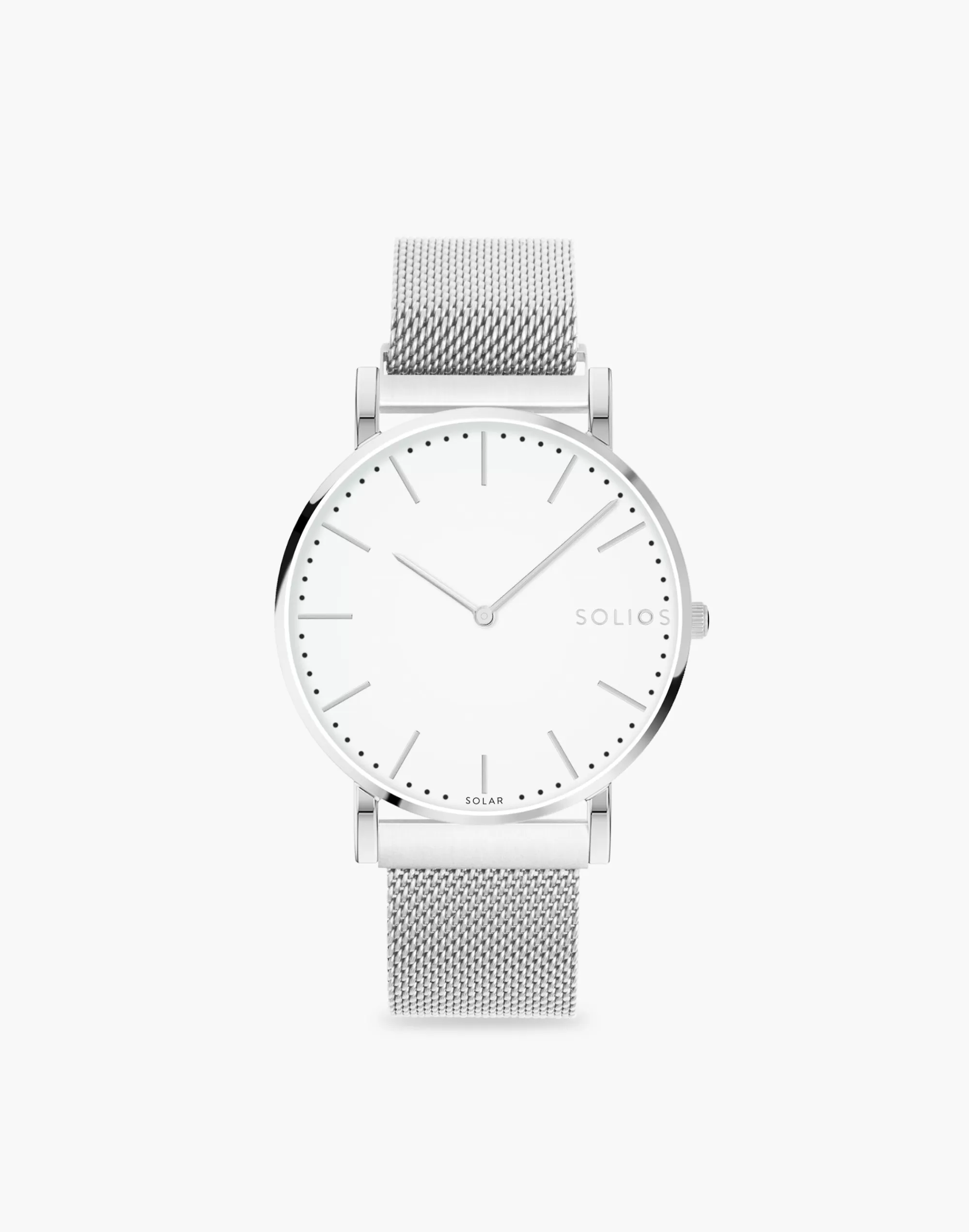 Madewell Watches>Solios Watches The Solar White - Mesh Strap Silver