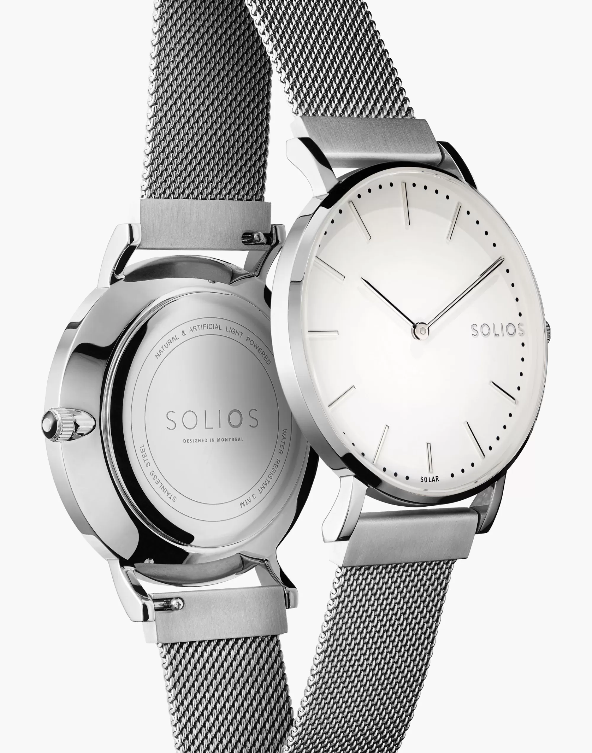 Madewell Watches>Solios Watches The Solar White - Mesh Strap Silver