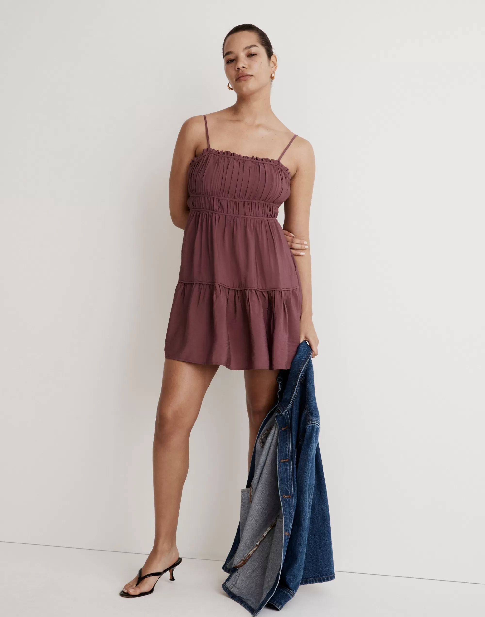 Madewell Dresses>Sophia Cami Tiered Mini Dress Pressed Grape