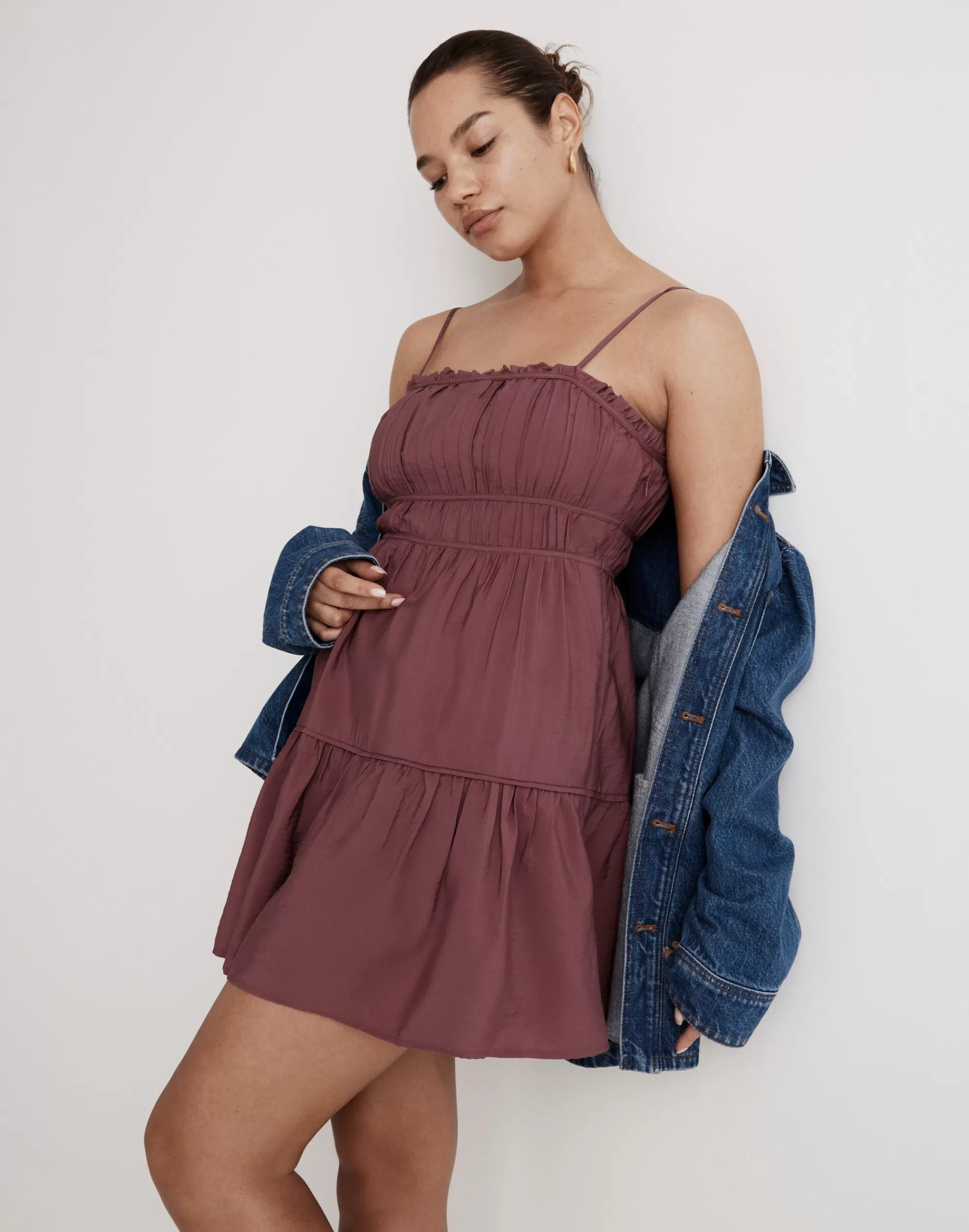 Madewell Dresses>Sophia Cami Tiered Mini Dress Pressed Grape