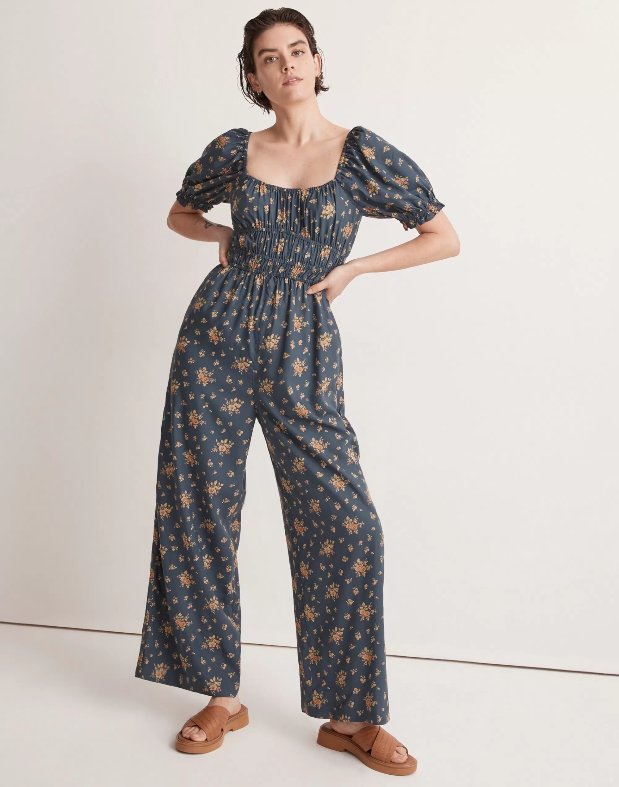 Madewell Dresses>Sophia Sweetheart Jumpsuit In Freefall Blooms Deep Shadow